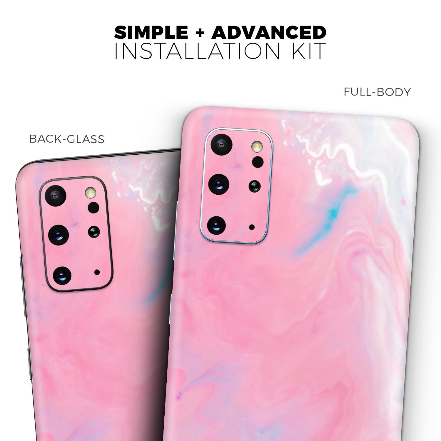 Marbleized Pink Paradise V7 skin for Samsung Galaxy S20, showcasing a vibrant pink marble design with a glossy finish.