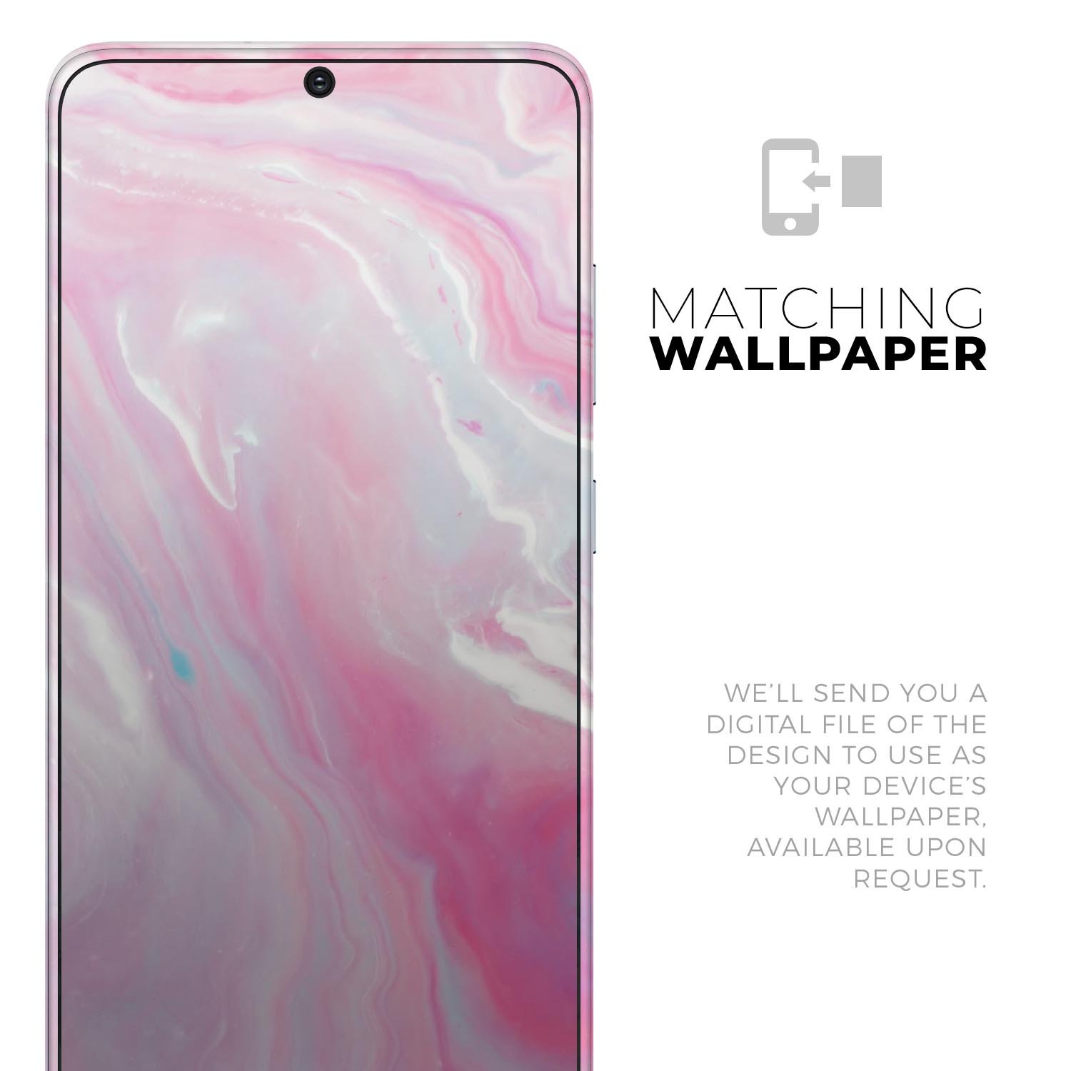 Marbleized Pink Paradise V8 Skin-Kit for Samsung Galaxy S-Series, showcasing a vibrant pink marble design on a sleek device.