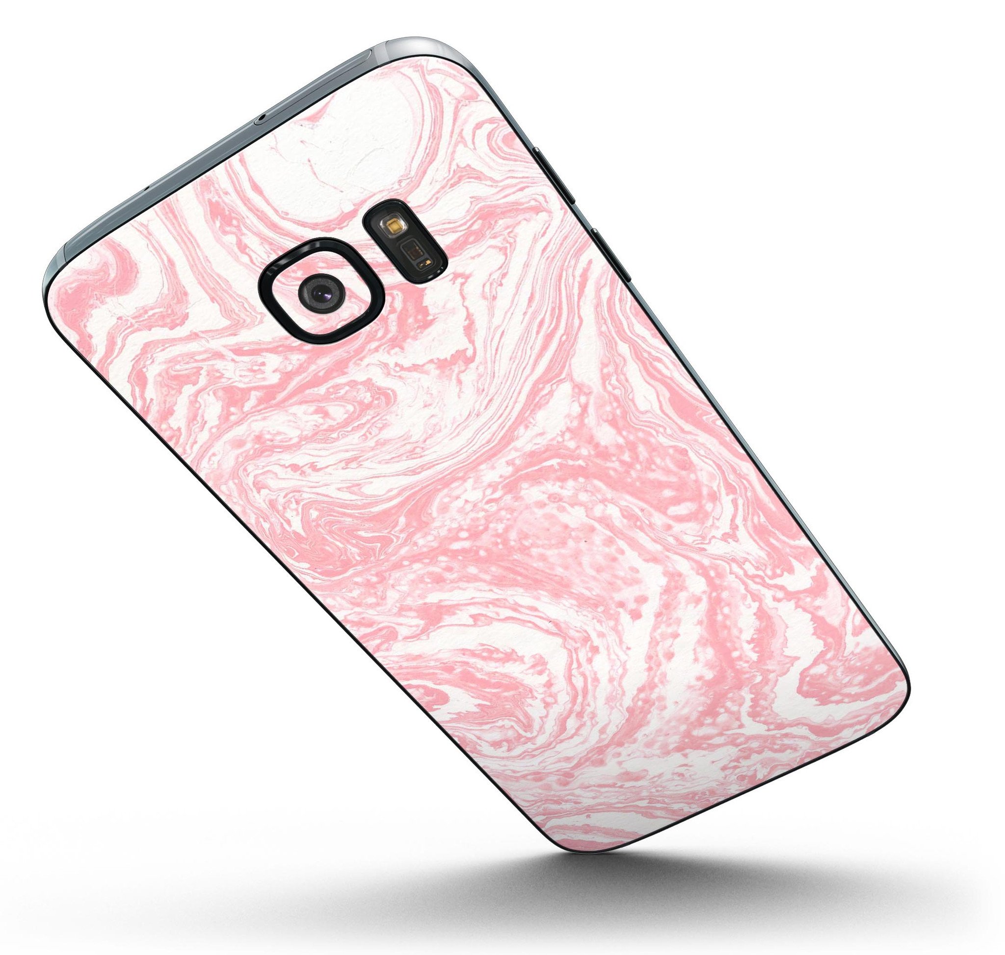 Marbleized Pink v3 Full Body Skin-Kit for Samsung Galaxy S7 and S7 Edge, showcasing a stylish design and premium vinyl material.