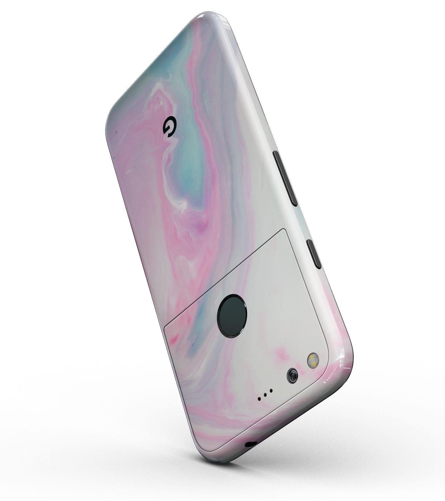 Marbleized Soft Pink and Blue Paradise Full-Body Skin Kit for Google Pixel and Pixel XL, showcasing a stylish marble design.