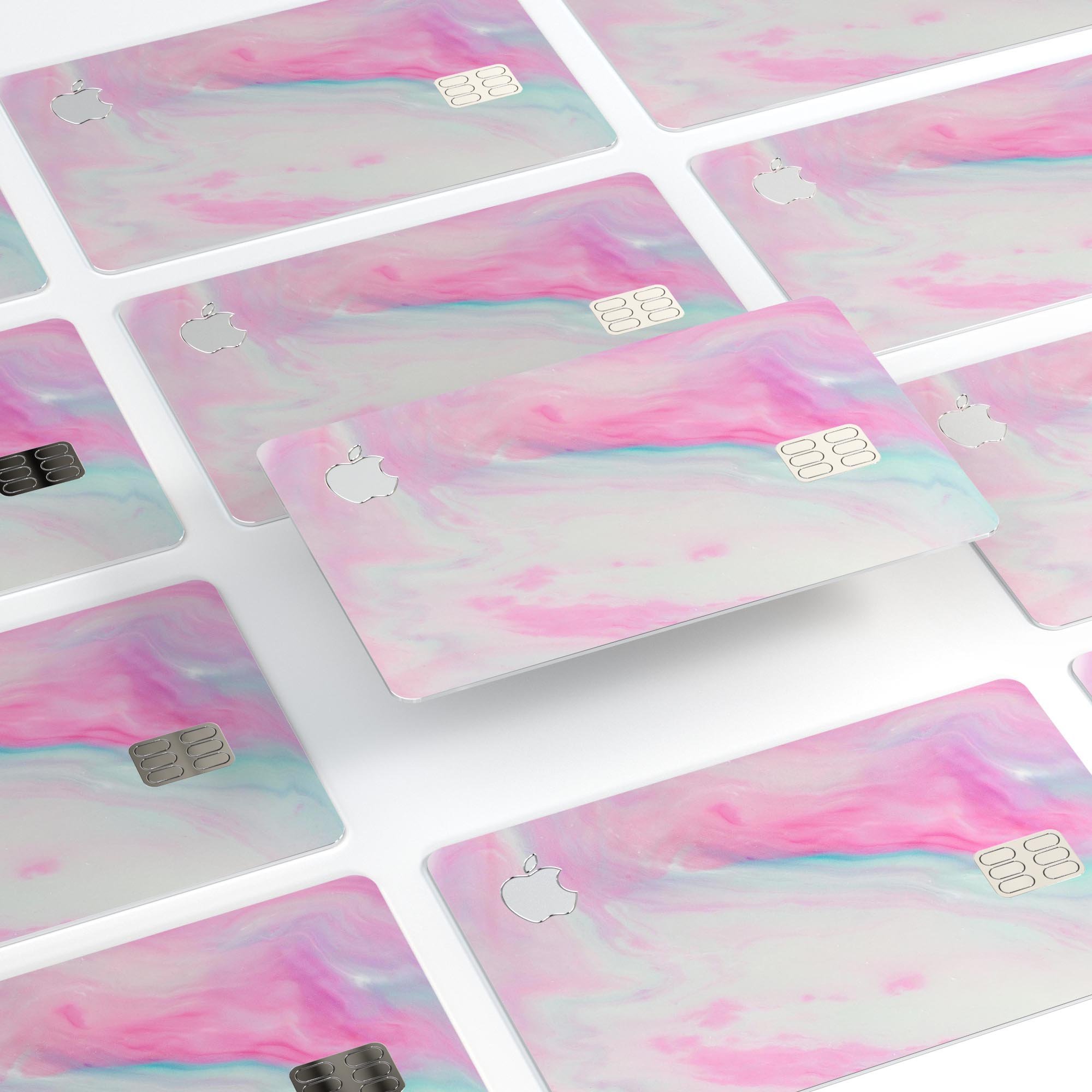 Marbleized Soft Pink decal skin for Apple Card, showcasing its elegant design and premium quality.