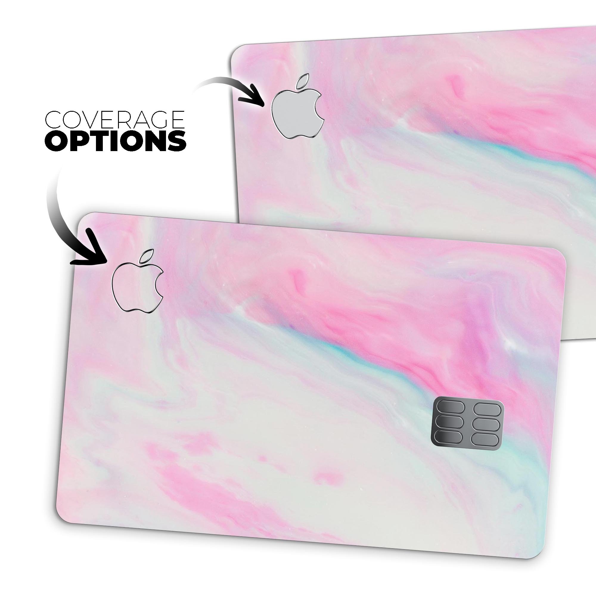 Marbleized Soft Pink decal skin for Apple Card, showcasing its elegant design and premium quality.