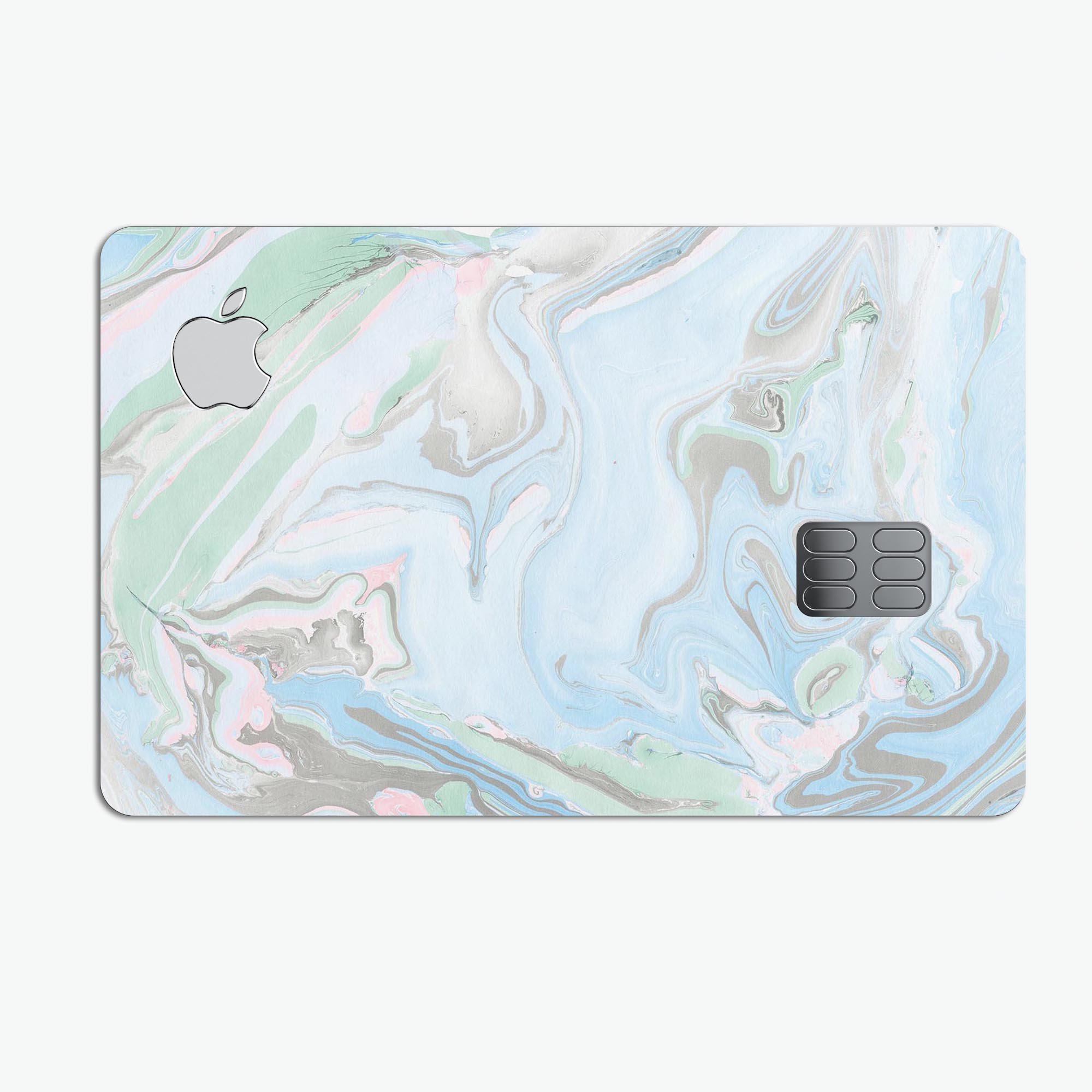 Marbleized Swirling Blue v2 decal skin for Apple Card, showcasing a vibrant blue marble design with a glossy finish.