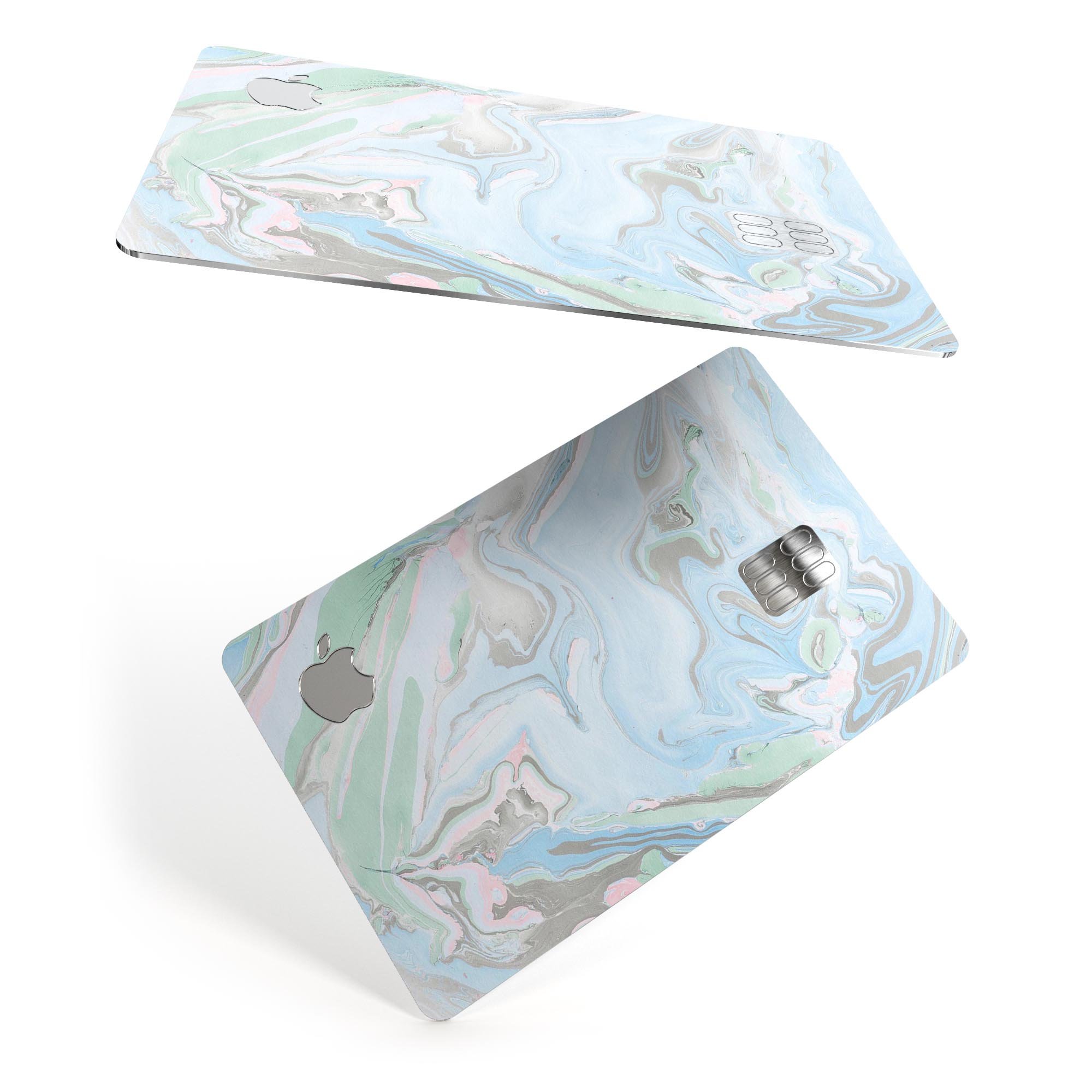 Marbleized Swirling Blue v2 decal skin for Apple Card, showcasing a vibrant blue marble design with a glossy finish.
