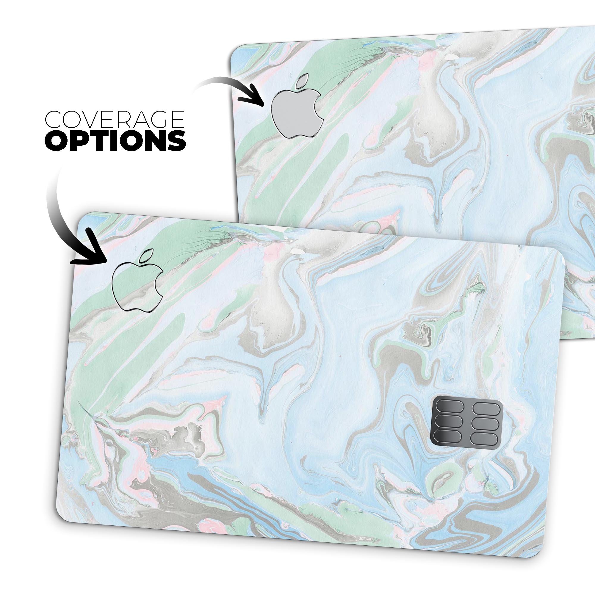 Marbleized Swirling Blue v2 decal skin for Apple Card, showcasing a vibrant blue marble design with a glossy finish.