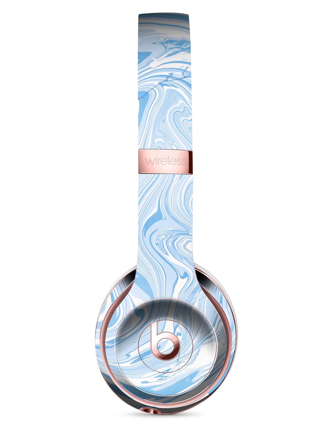 Marbleized Swirling Blues Full-Body Skin Kit designed for Beats by Dre Solo 3 Wireless Headphones, showcasing vibrant colors and intricate patterns.