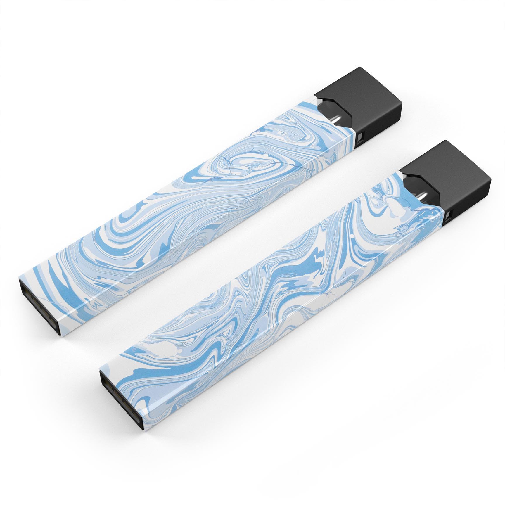 Marbleized Swirling Blues skin-wrap sticker for JUUL device, showcasing vibrant blue swirls and premium quality finish.