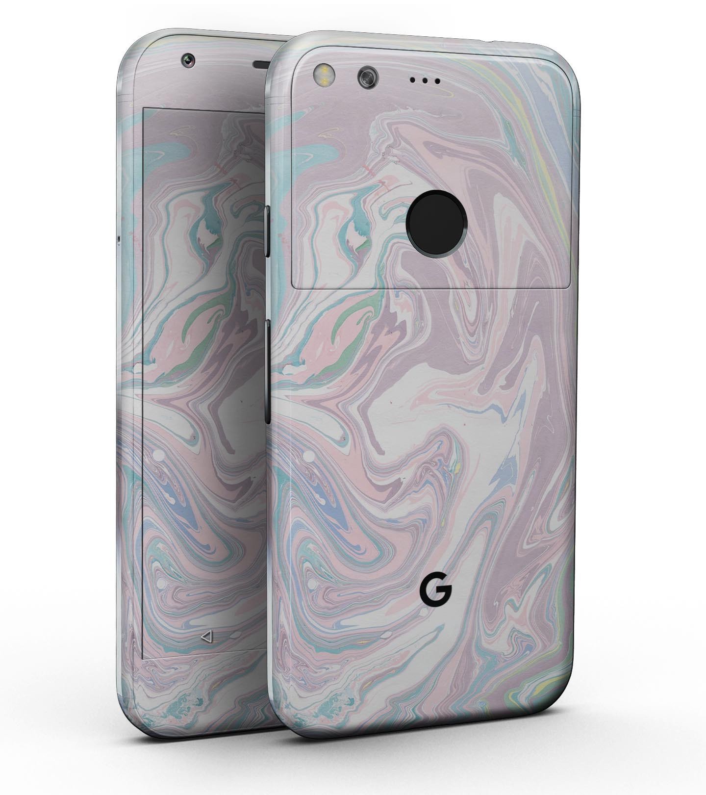 Marbleized Swirling Candy Coat skin kit for Google Pixel 5 and 5.5 XL, showcasing its unique design and precision fit.