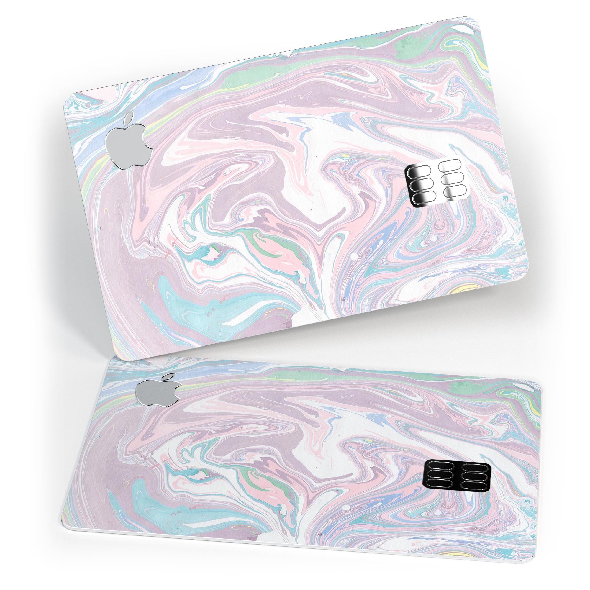 Marbleized Swirling Candy Coat skin for Apple Card, showcasing vibrant colors and premium vinyl material.