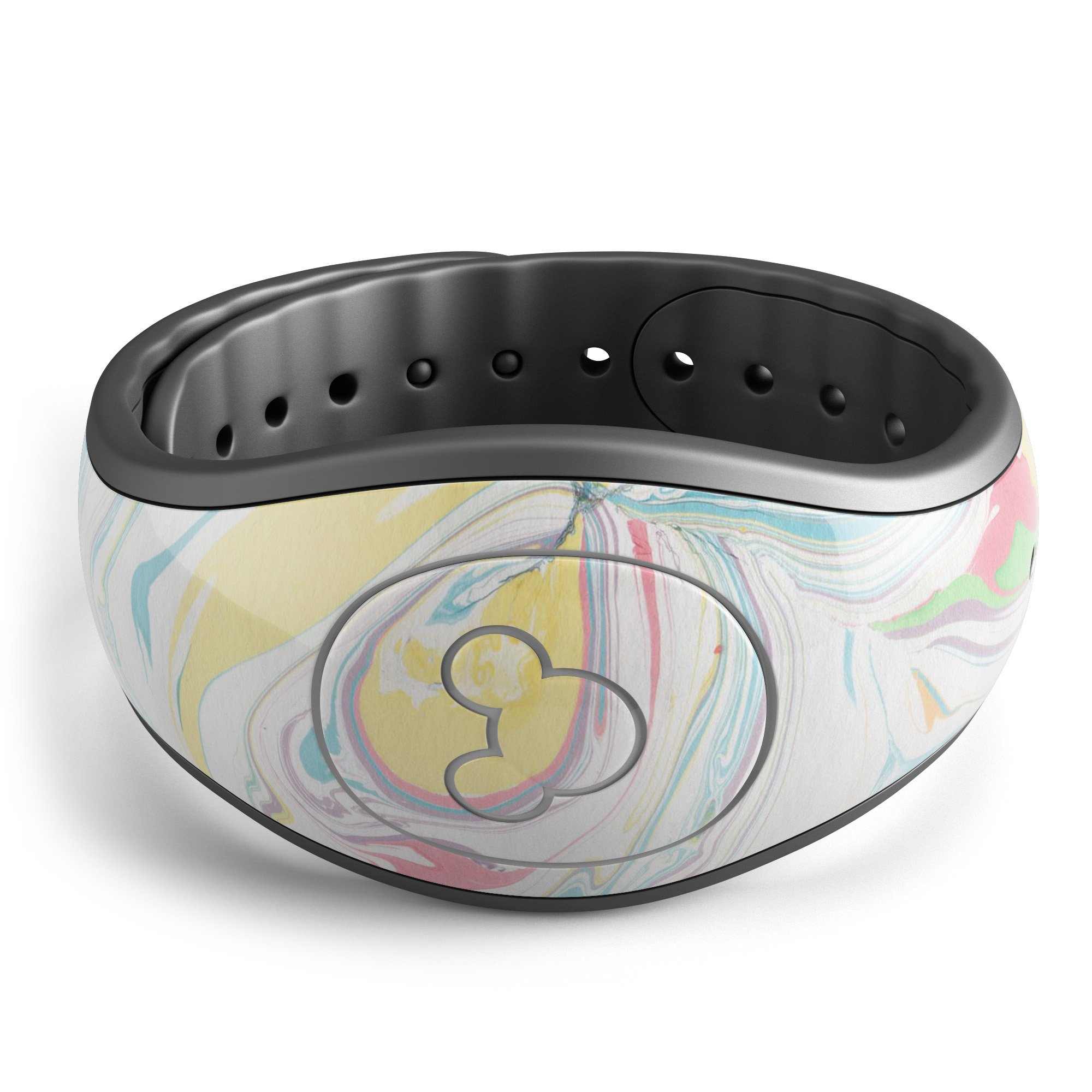 Marbleized Swirling Candy Colors decal skin wrap kit for Disney Magic Band, showcasing vibrant colors and a stylish design.