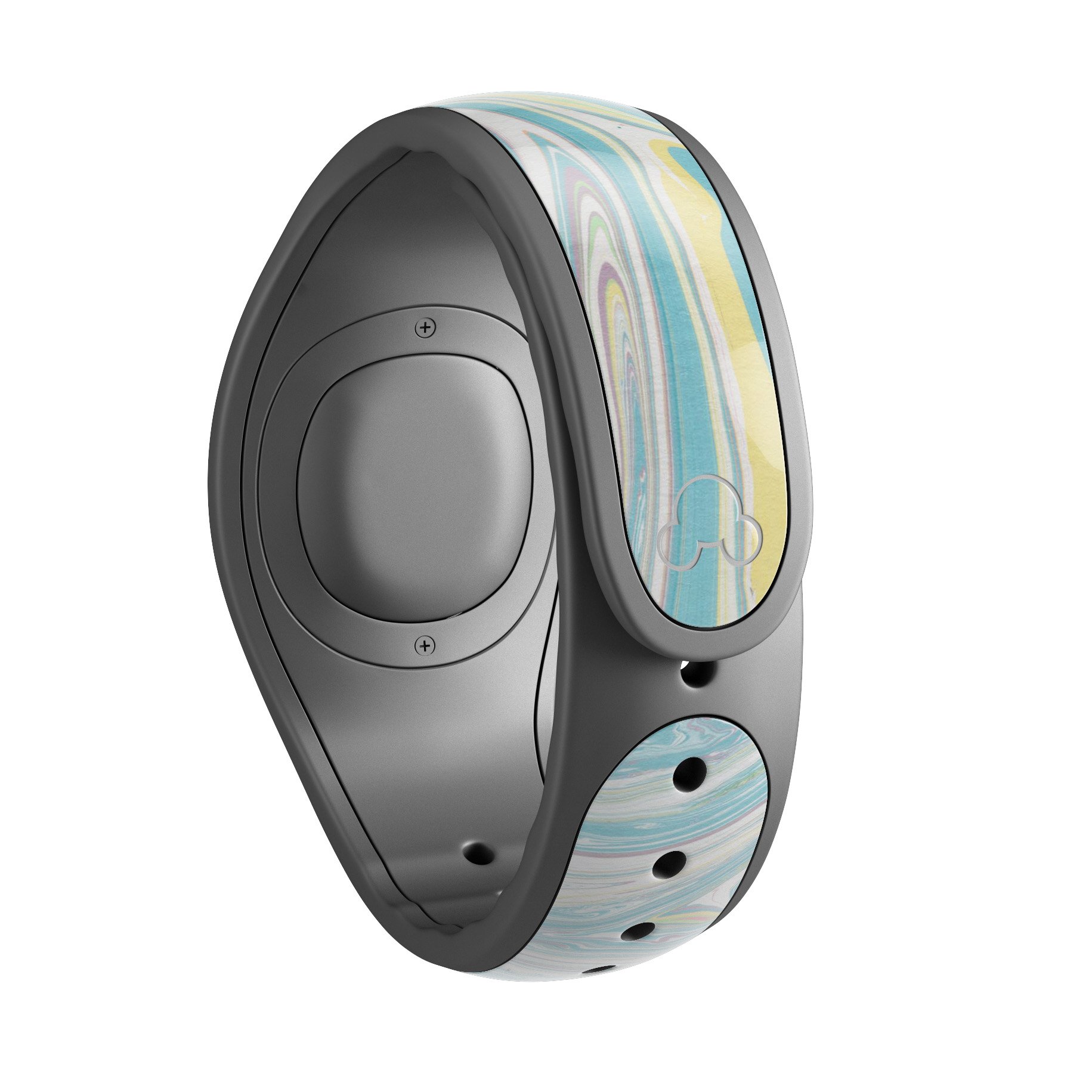 Marbleized Swirling Candy Colors decal skin wrap kit for Disney Magic Band, showcasing vibrant colors and a stylish design.