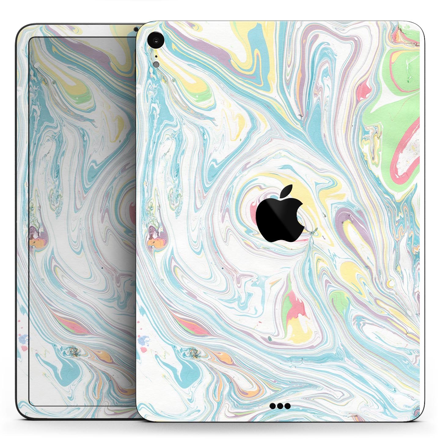 Marbleized Swirling Candy Colors skin decal for Apple devices, showcasing vibrant colors and a sleek design.