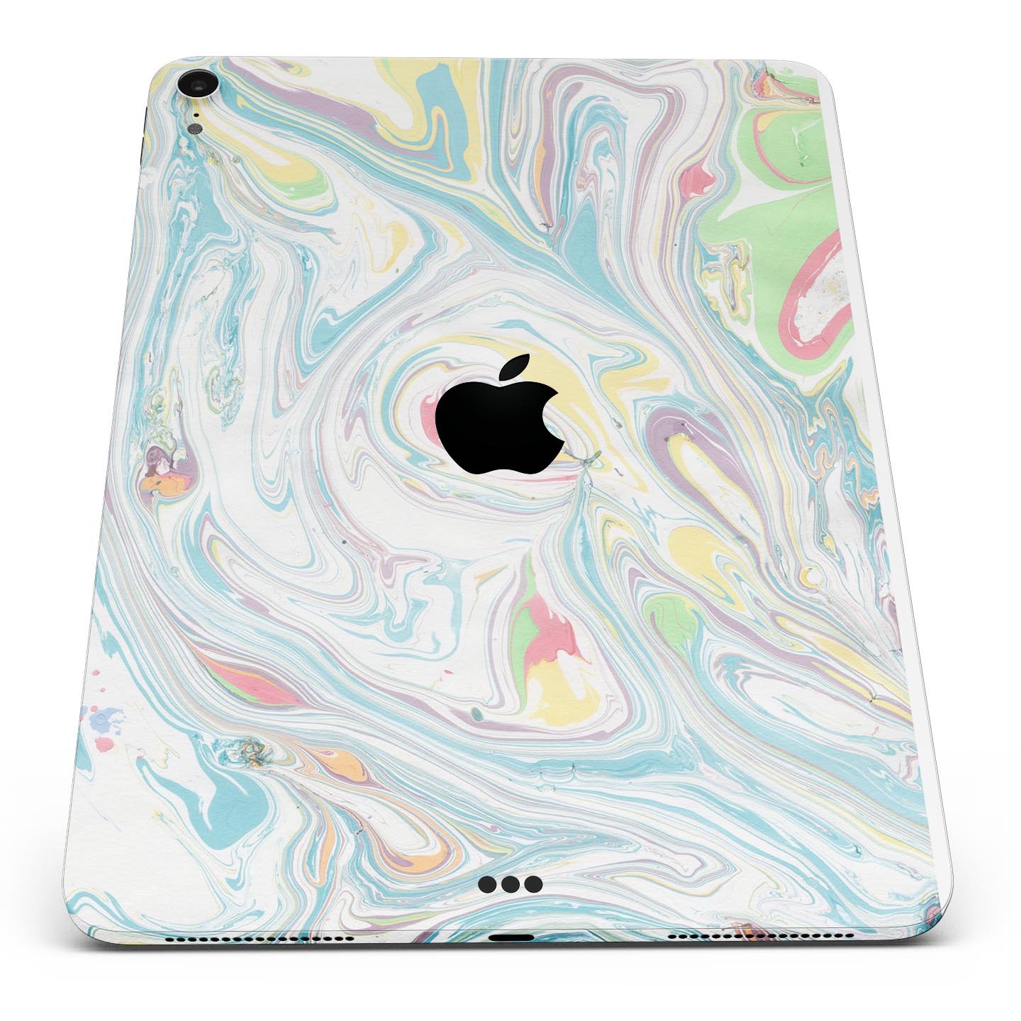Marbleized Swirling Candy Colors skin decal for Apple devices, showcasing vibrant colors and a sleek design.