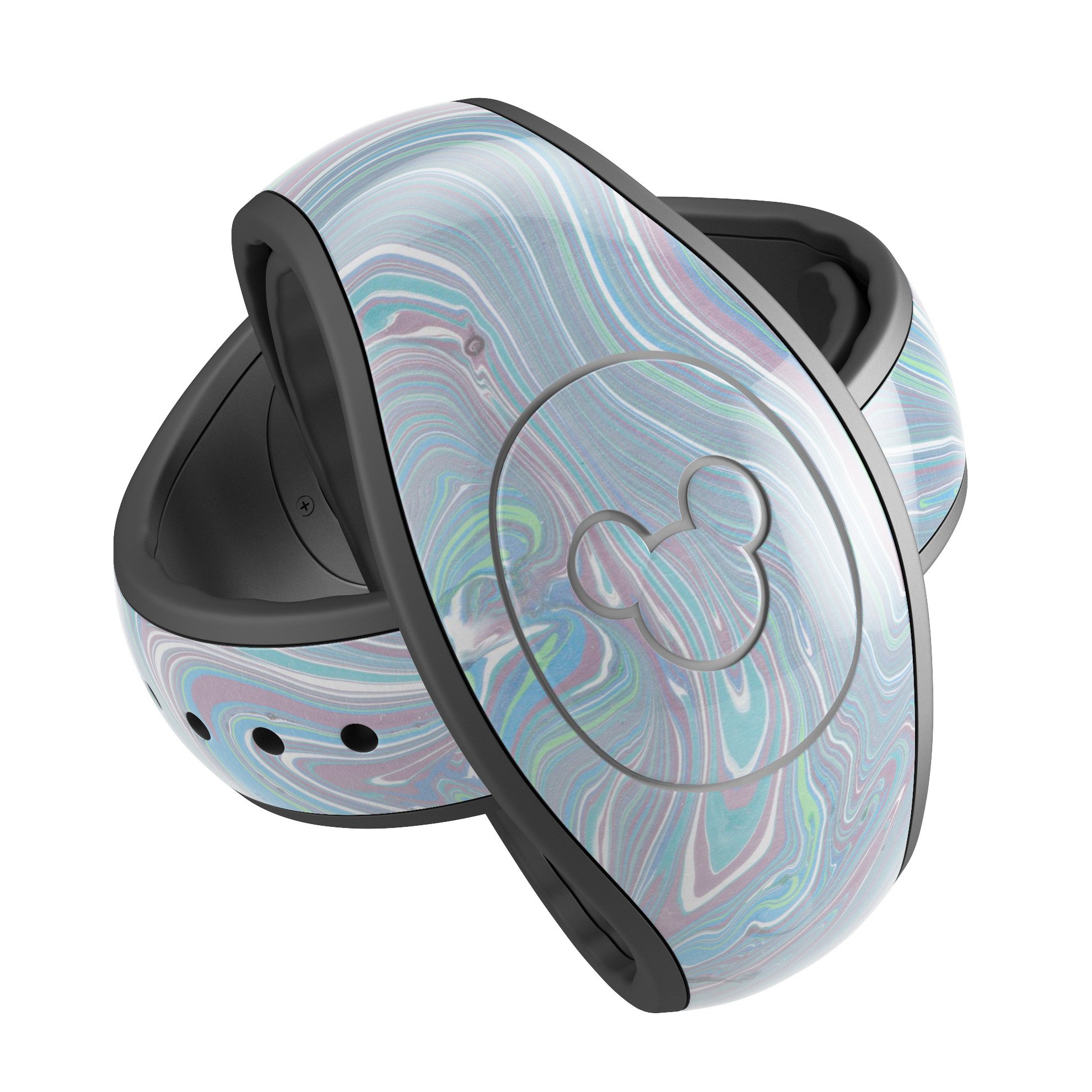 Marbleized Swirling Color Passion decal skin wrap kit for Disney Magic Band, showcasing vibrant colors and unique design.