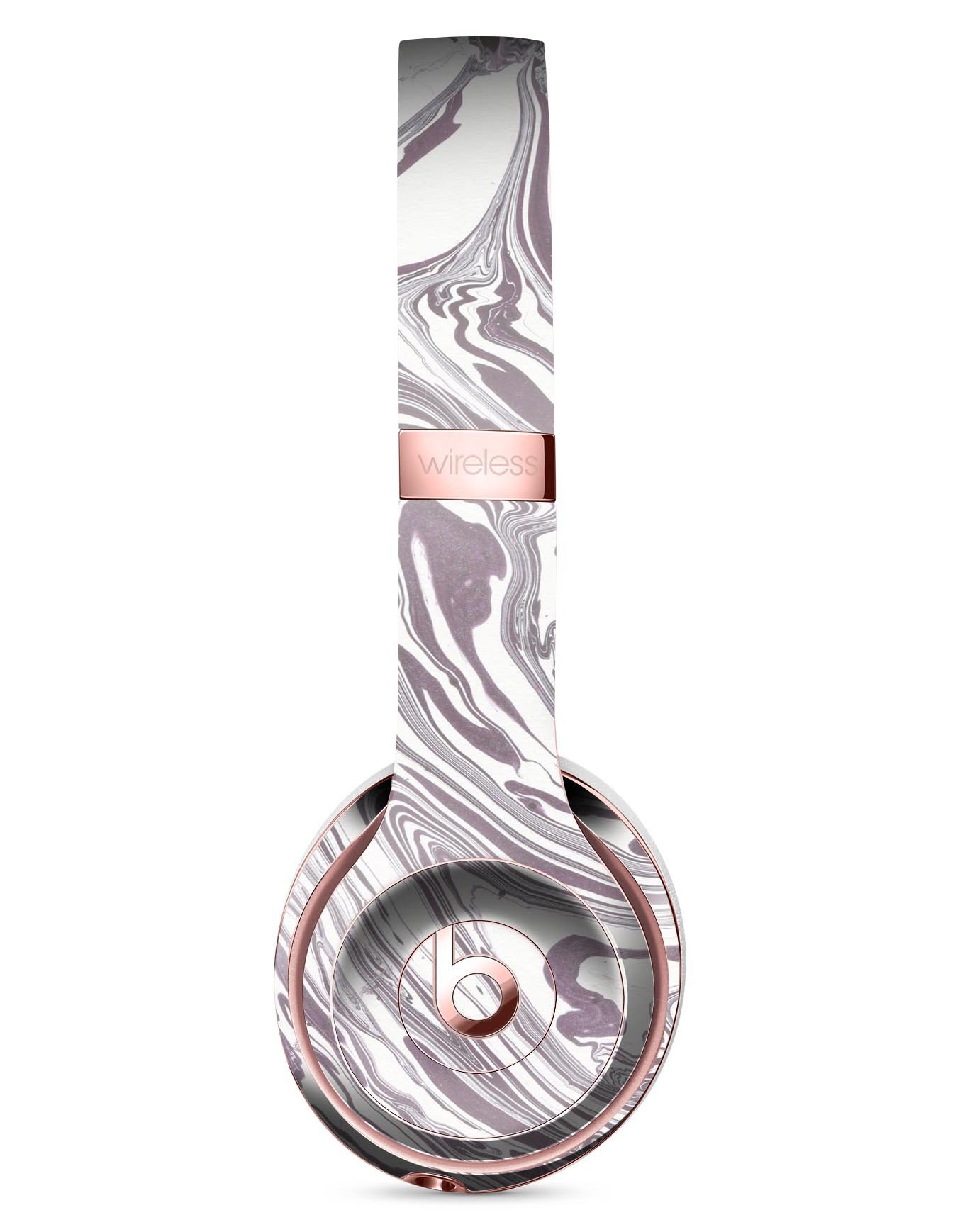 Marbleized Swirling Dark Purple Full-Body Skin Kit for Beats by Dre Solo 3 Wireless Headphones, showcasing a stylish and protective design.
