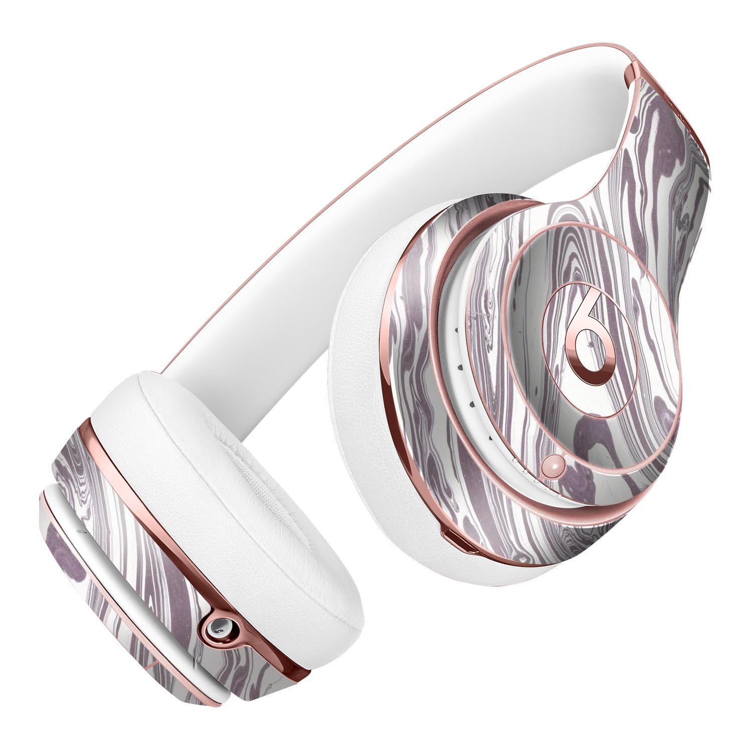 Marbleized Swirling Dark Purple Full-Body Skin Kit for Beats by Dre Solo 3 Wireless Headphones, showcasing a stylish and protective design.