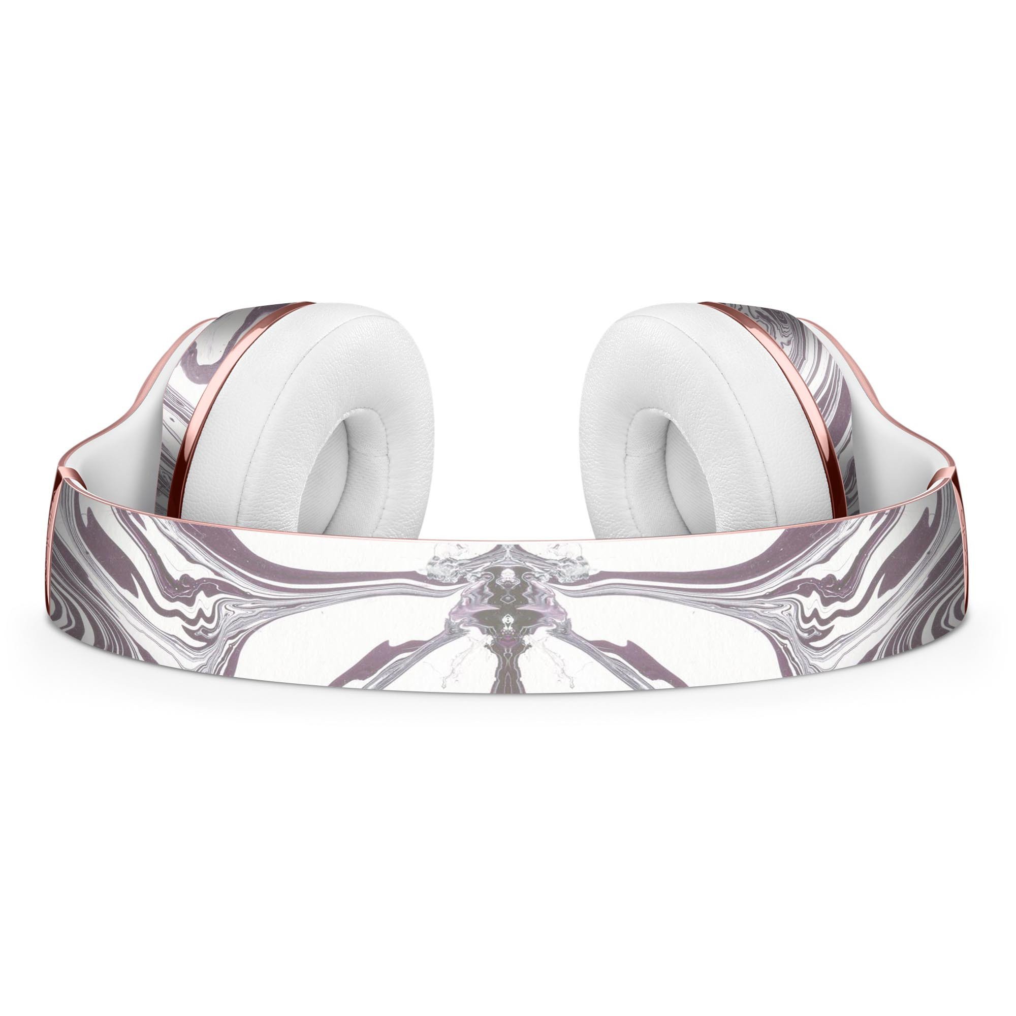 Marbleized Swirling Dark Purple Full-Body Skin Kit for Beats by Dre Solo 3 Wireless Headphones, showcasing a stylish and protective design.