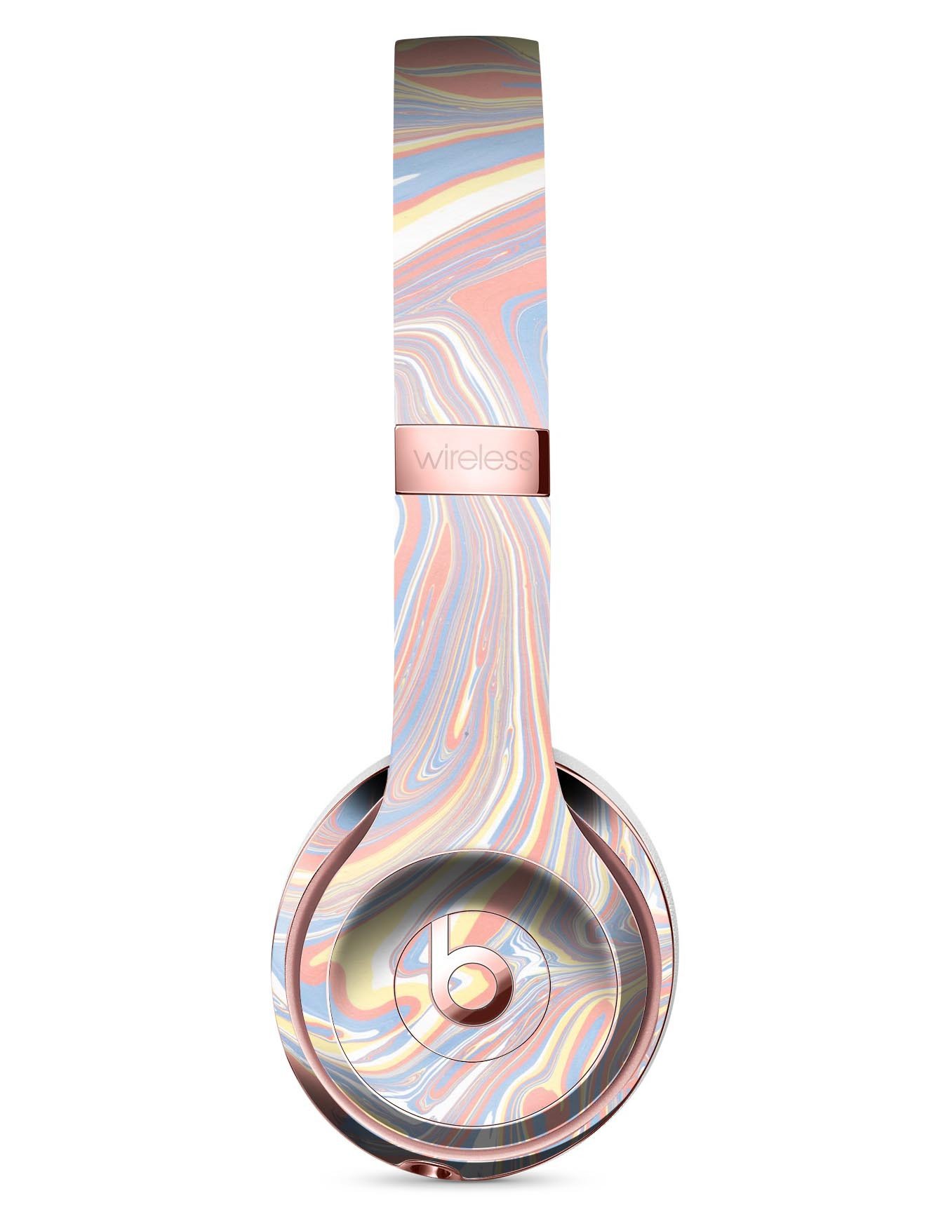 Marbleized Swirling Fun Coral Full-Body Skin Kit for Beats by Dre Solo 3 Wireless Headphones, showcasing vibrant coral design.