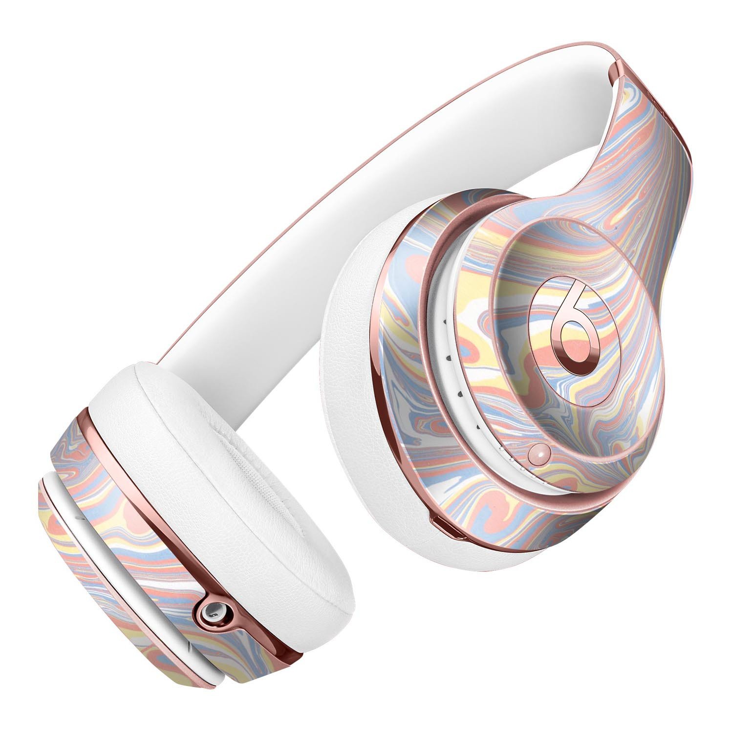 Marbleized Swirling Fun Coral Full-Body Skin Kit for Beats by Dre Solo 3 Wireless Headphones, showcasing vibrant coral design.