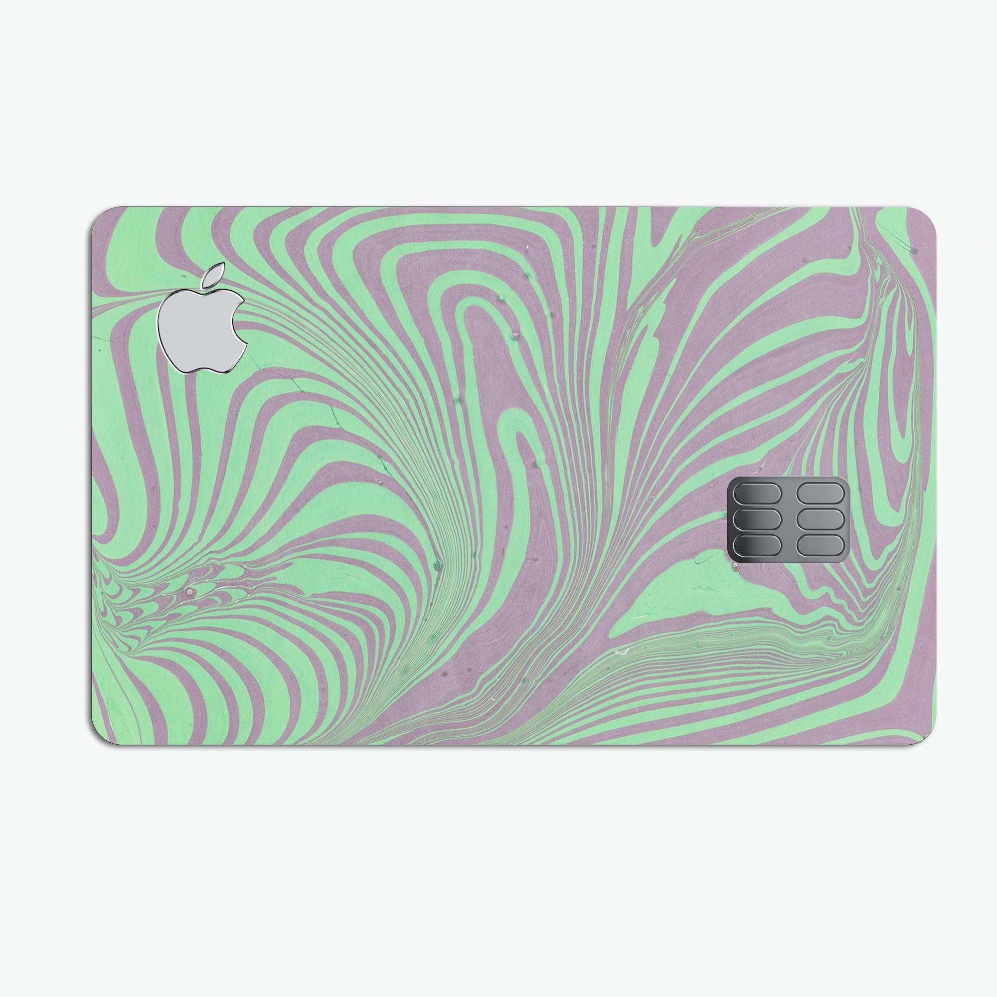 Marbleized Swirling Green and Gray premium protective decal for Apple Card, showcasing its unique design and high-quality finish.