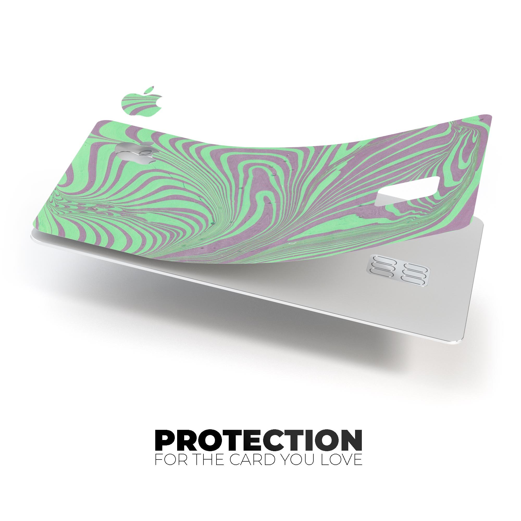 Marbleized Swirling Green and Gray premium protective decal for Apple Card, showcasing its unique design and high-quality finish.