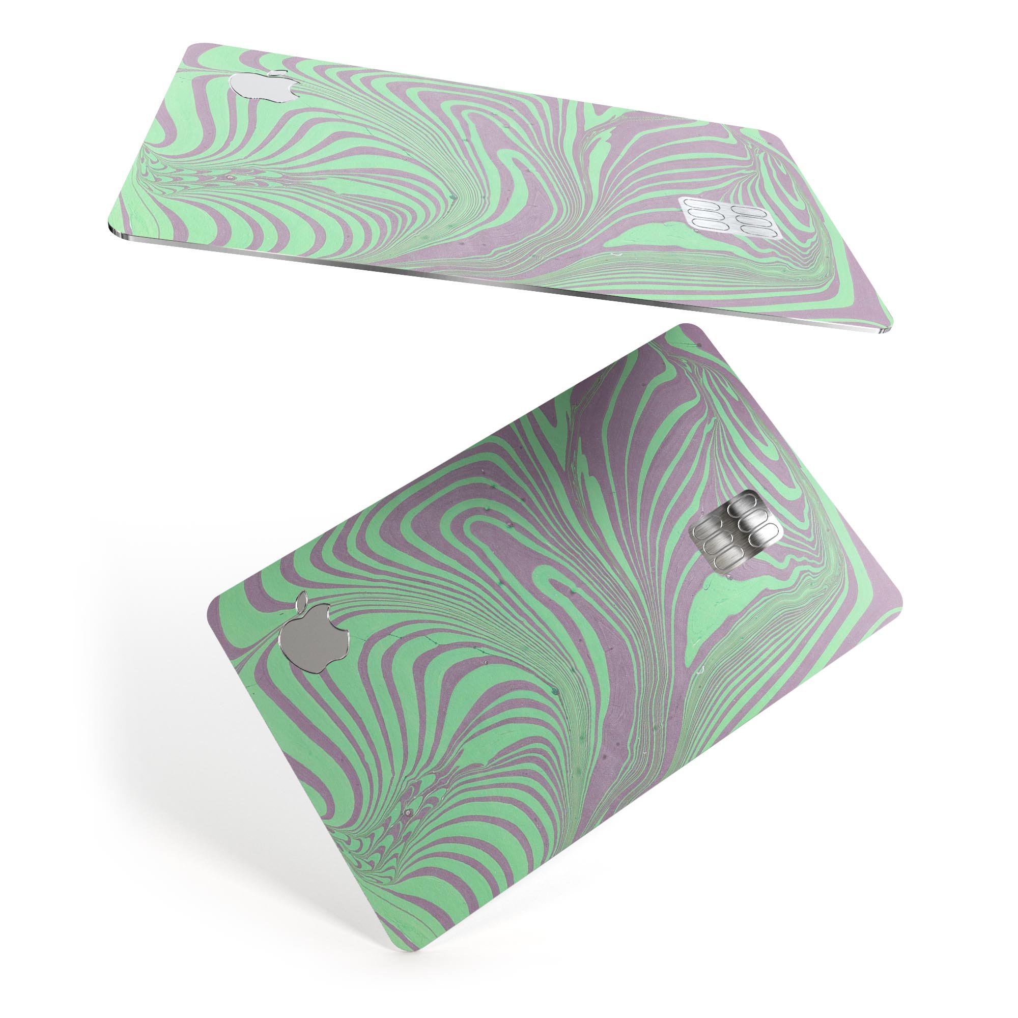 Marbleized Swirling Green and Gray premium protective decal for Apple Card, showcasing its unique design and high-quality finish.