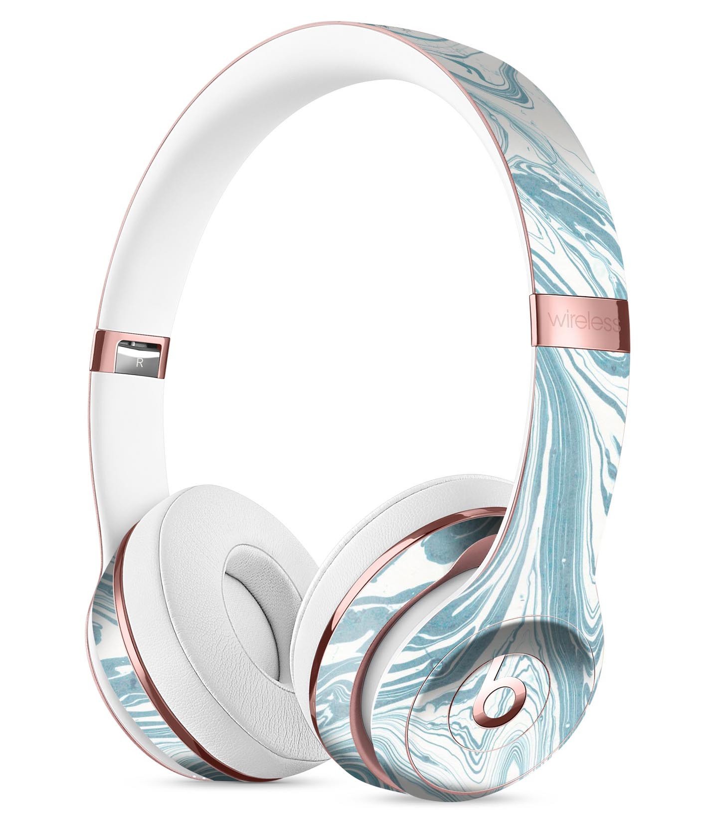 Marbleized Swirling Hard Mint Skin Kit for Beats by Dre Solo 3 Wireless Headphones, showcasing a stylish design and premium vinyl material.