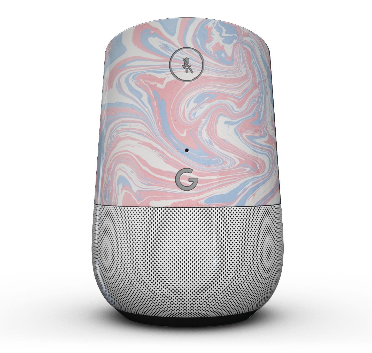 Marbleized Swirling Pink and Blue Full-Body Skin Kit for Google Home Assistant, showcasing vibrant colors and unique design.