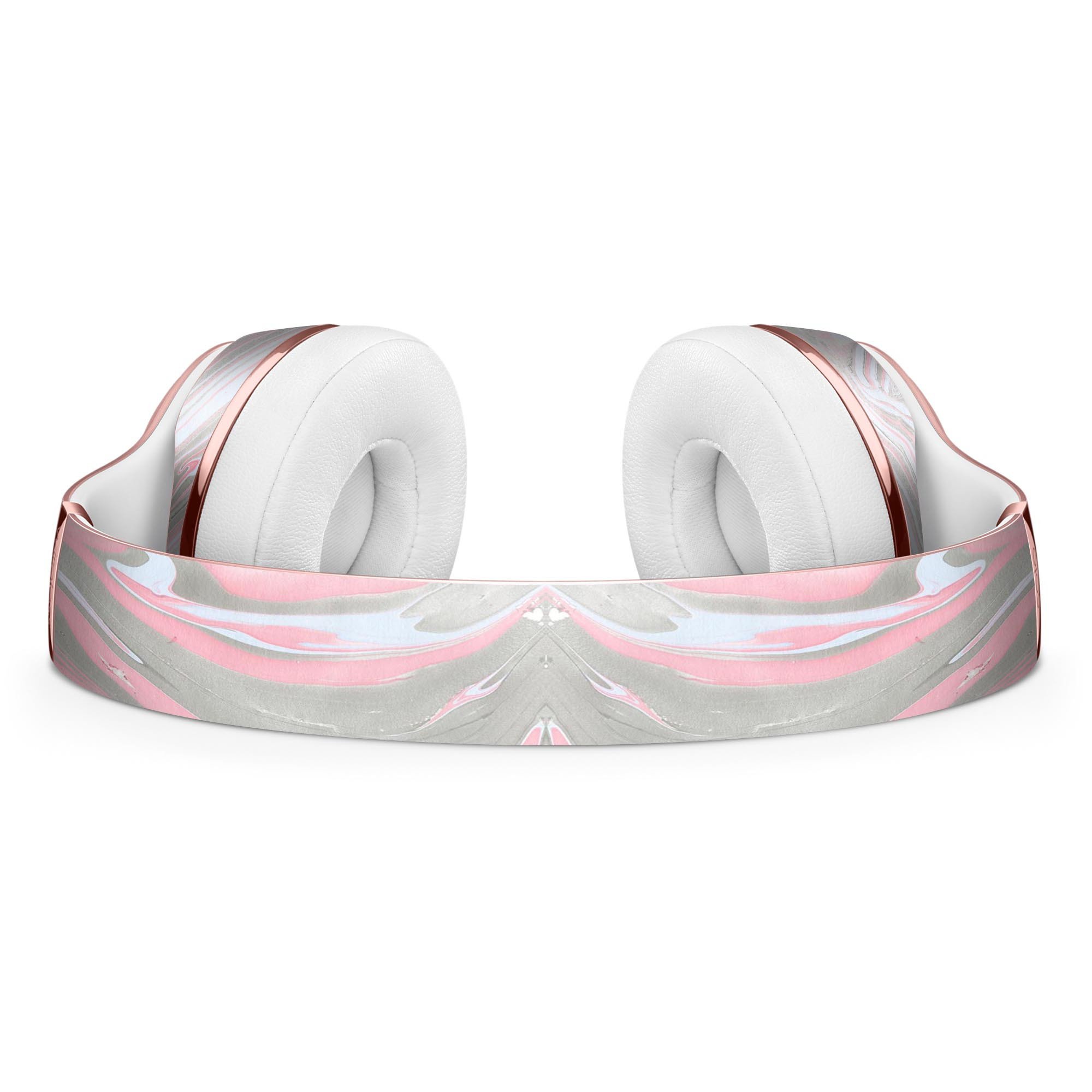 Marbleized Swirling Pink and Gray Full-Body Skin Kit for Beats by Dre Solo 3 Wireless Headphones, showcasing a stylish design.