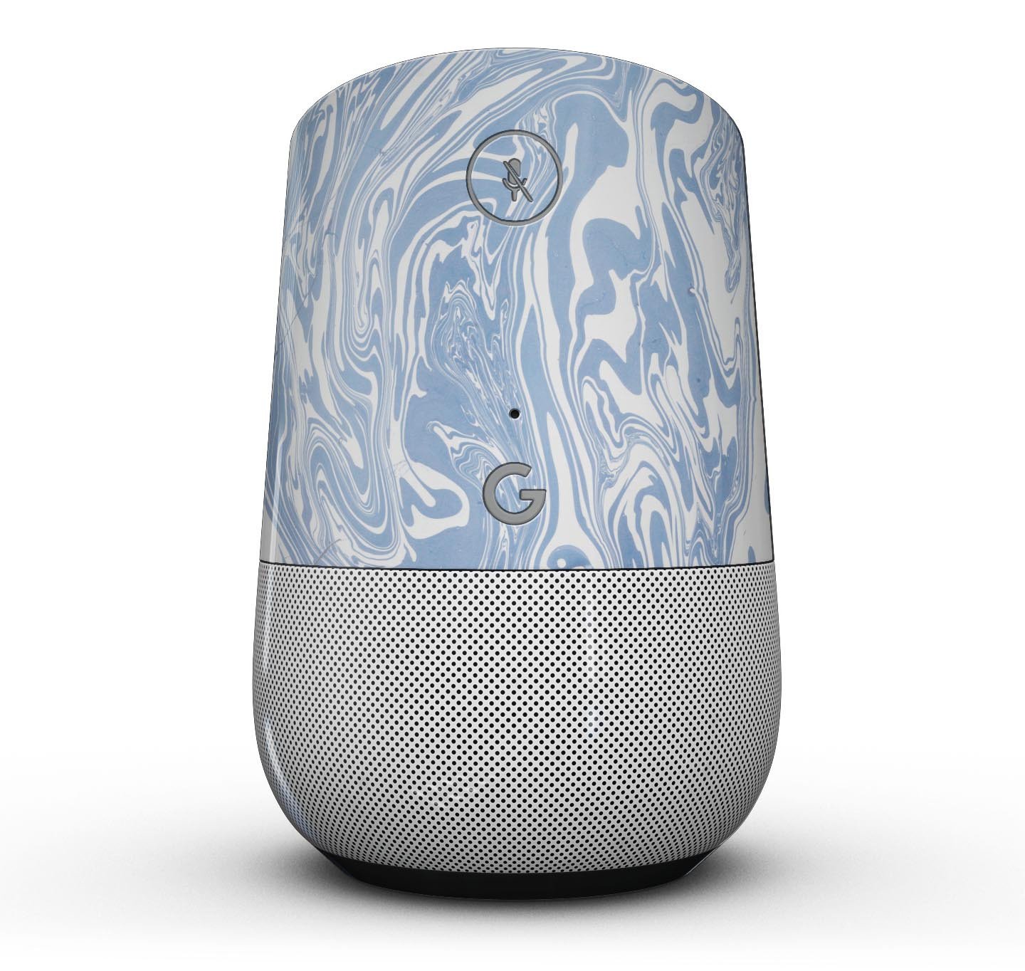 Marbleized Swirling Subtle Blue Full-Body Skin Kit for Google Home Assistant, showcasing a stylish design and precision fit.