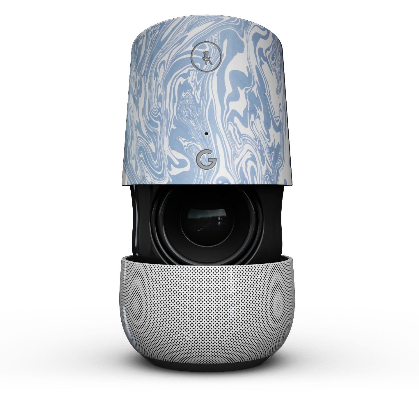 Marbleized Swirling Subtle Blue Full-Body Skin Kit for Google Home Assistant, showcasing a stylish design and precision fit.