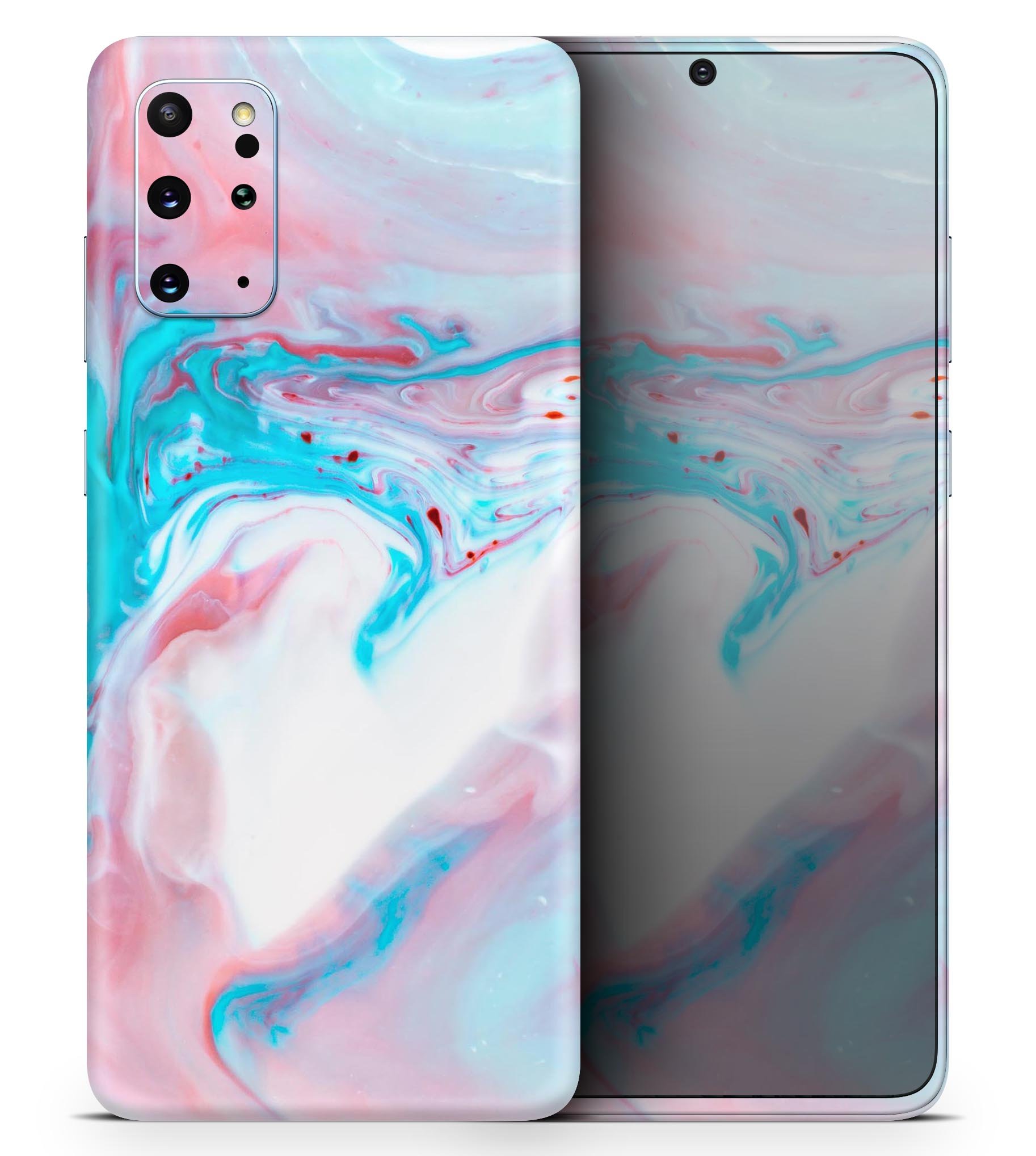 Marbleized Teal and Pink V2 skin for Samsung Galaxy S-Series, showcasing vibrant colors and sleek design.