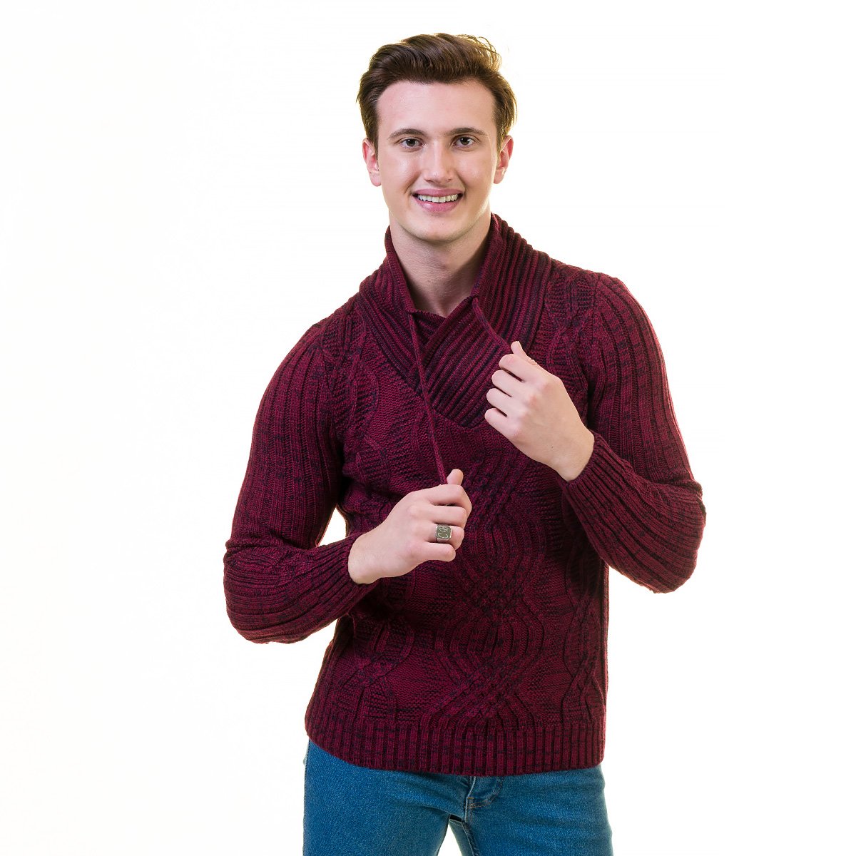 Maroon hoodie zippered jacket made from luxury European cotton, featuring a stylish design and comfortable fit.