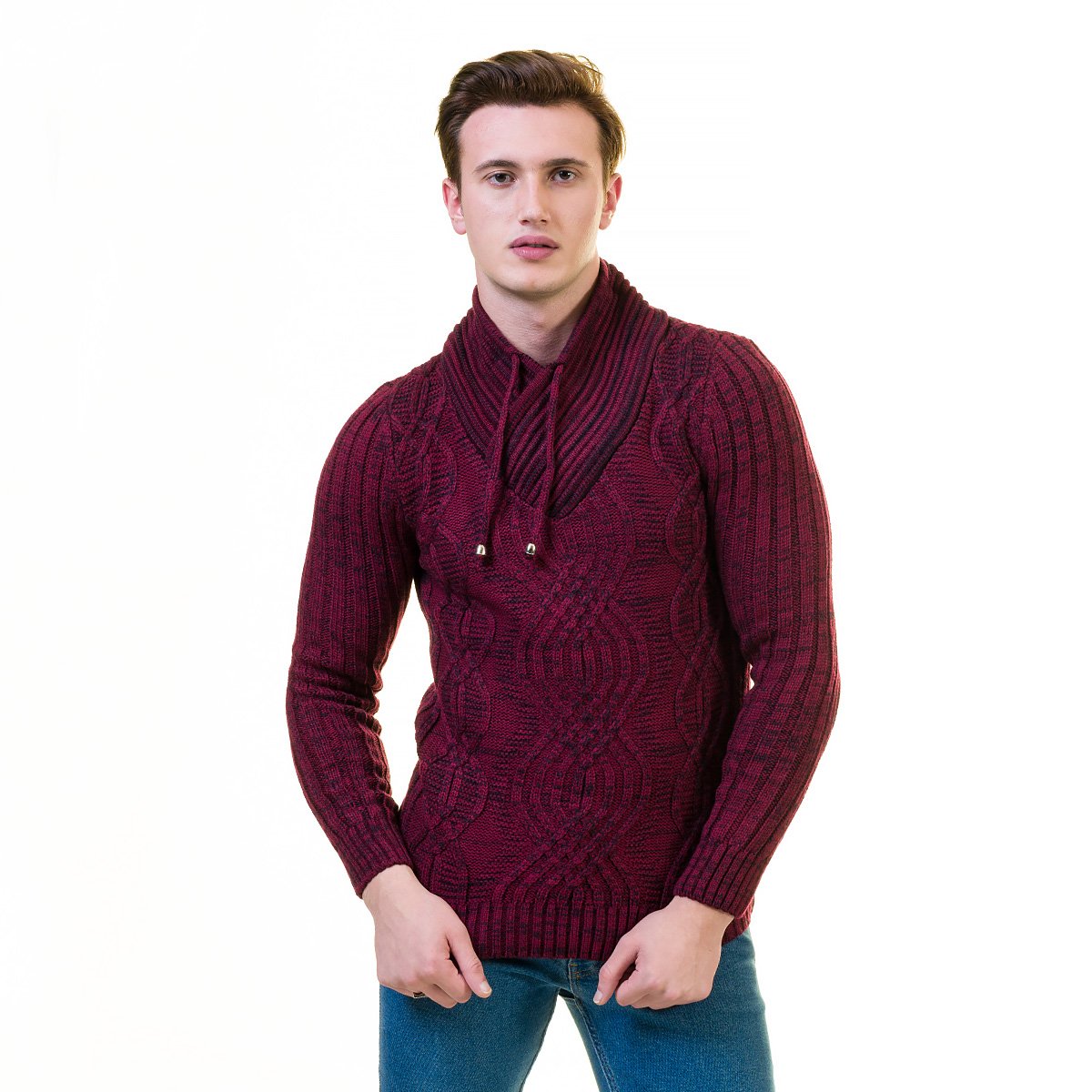 Maroon hoodie zippered jacket made from luxury European cotton, featuring a stylish design and comfortable fit.