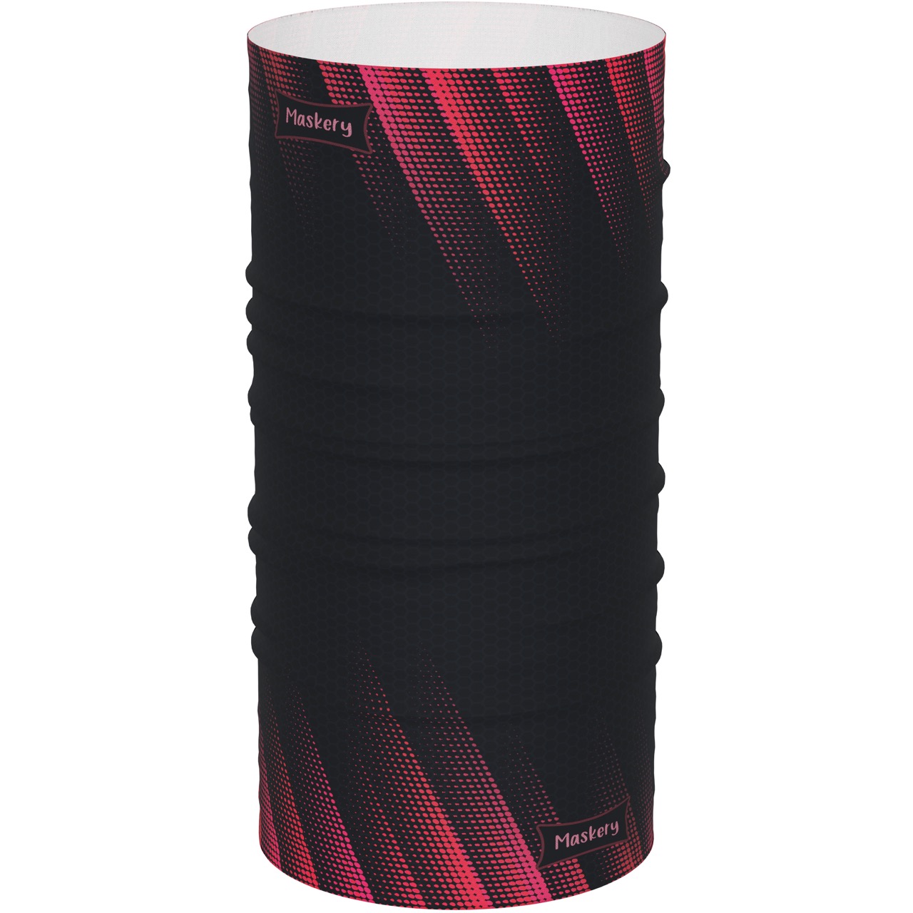 Maskery Multifunctional Neckwear displayed in various colors and styles, showcasing its versatility as a neck gaiter, face mask, and headband.