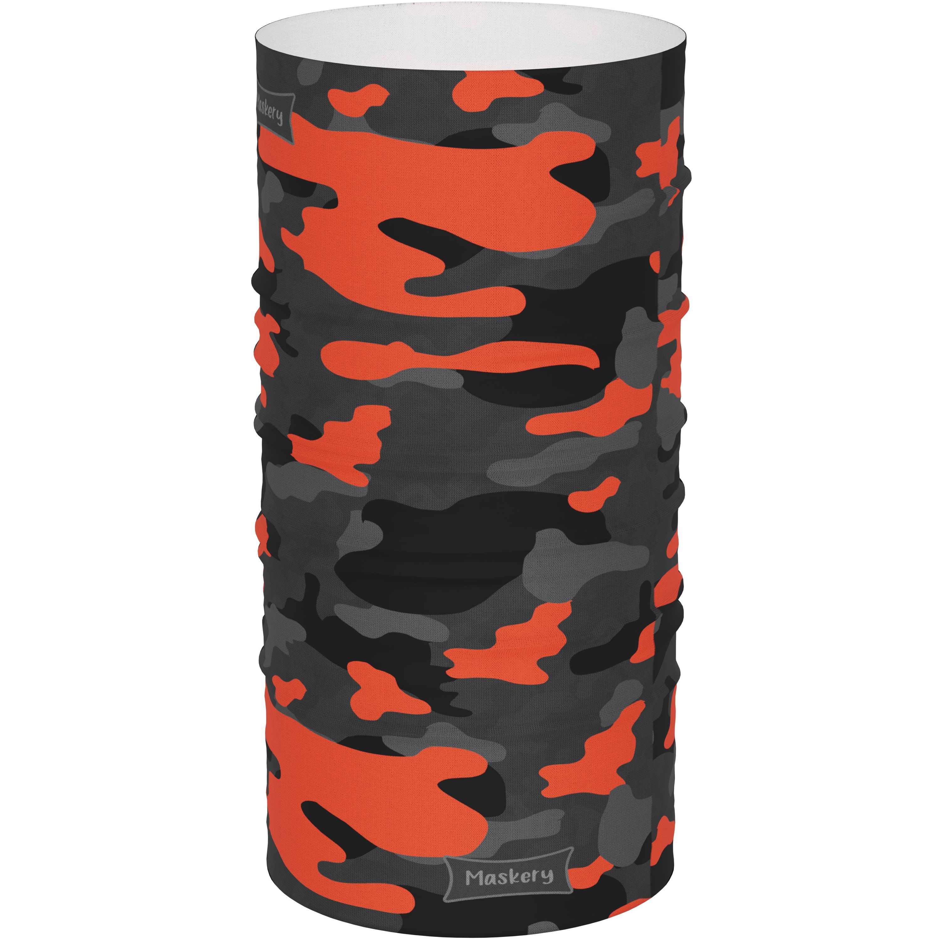 Maskery Multifunctional Neckwear in various colors, showcasing its versatility as a neck gaiter, face mask, and headband.