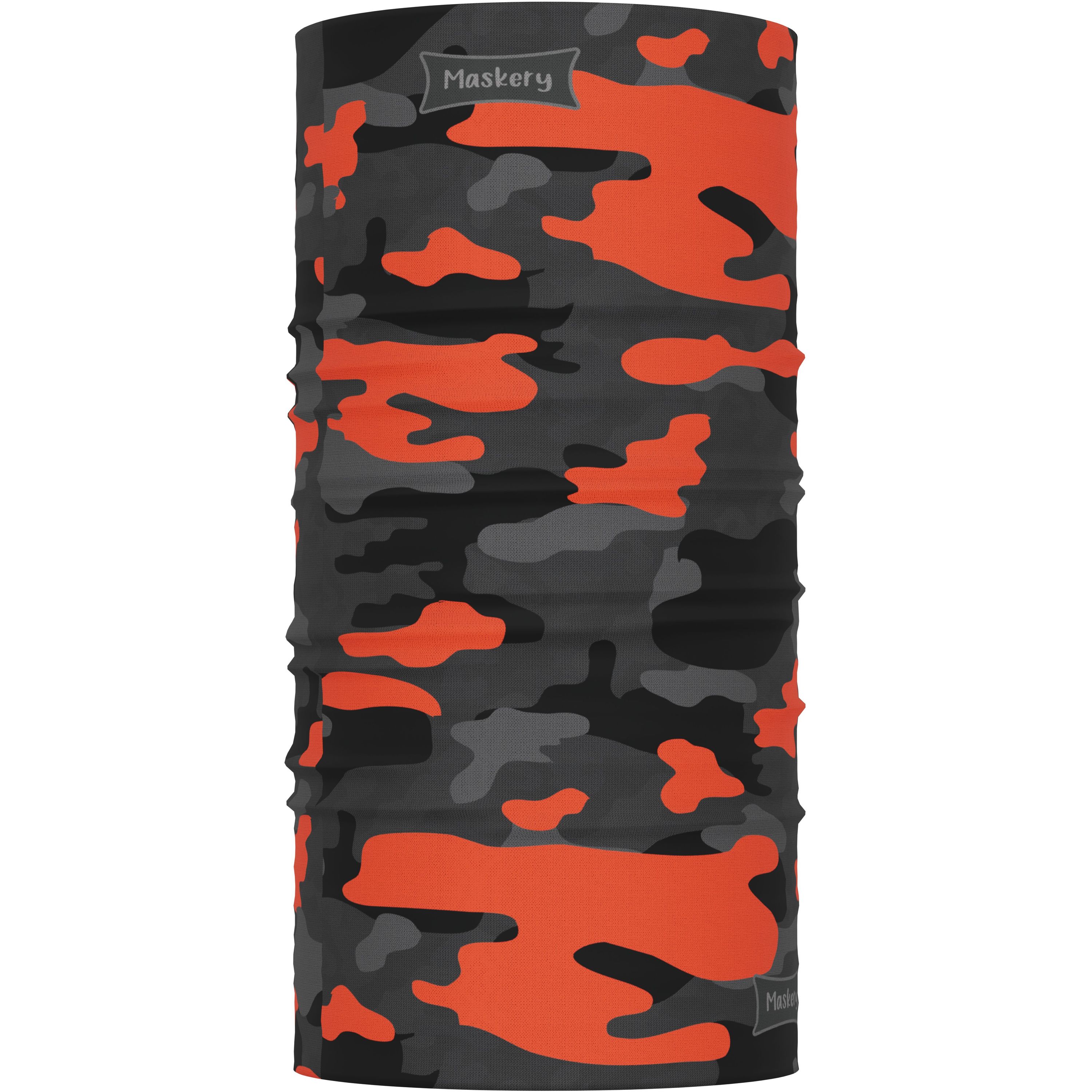 Maskery Multifunctional Neckwear in various colors, showcasing its versatility as a neck gaiter, face mask, and headband.