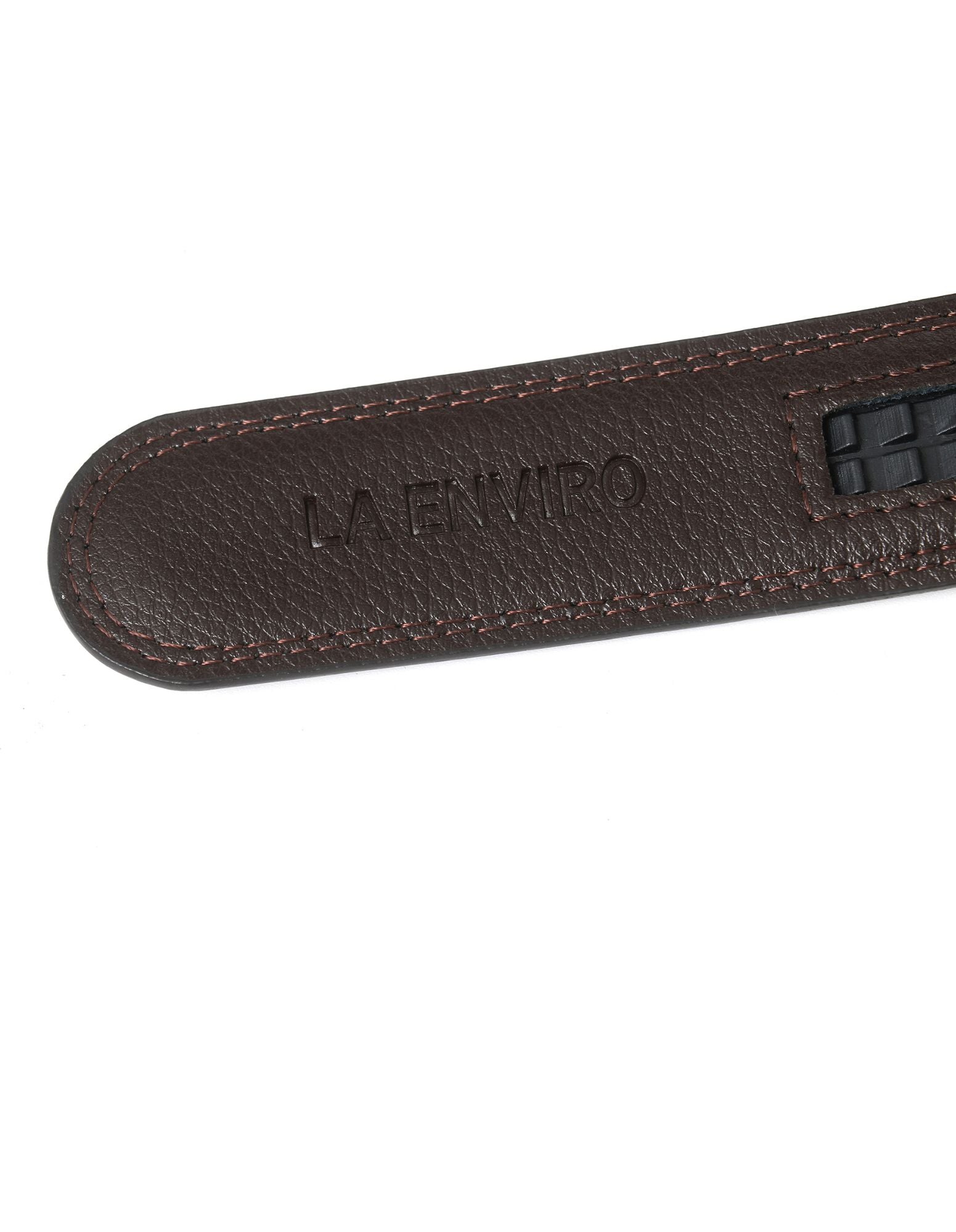 MAYFIELD No Hole Unisex Belt in Brown, showcasing its sleek design and vegan leather material.
