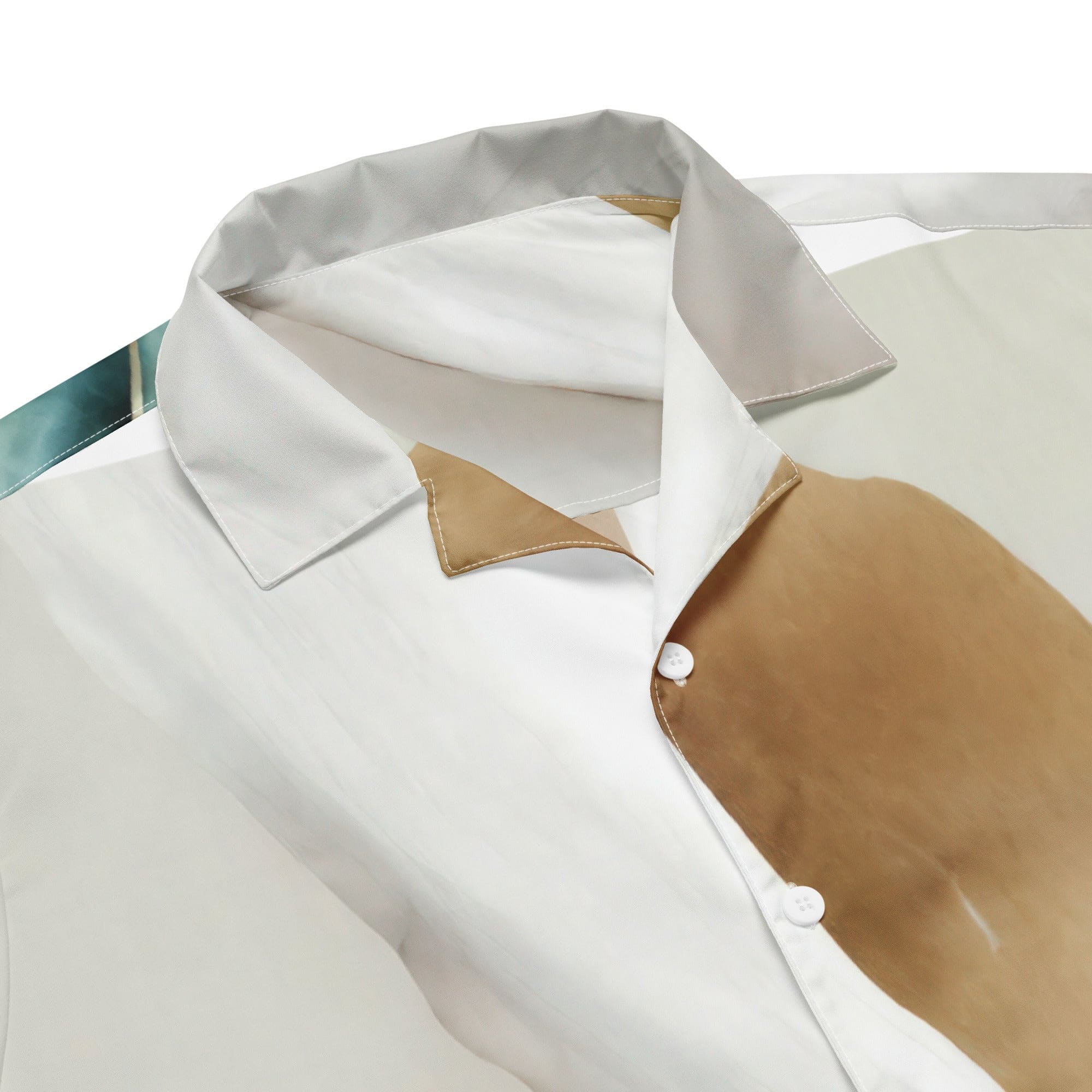 Men's casual button down shirt featuring a cream and white marbled pattern, short sleeves, and a regular fit, ideal for warm weather.