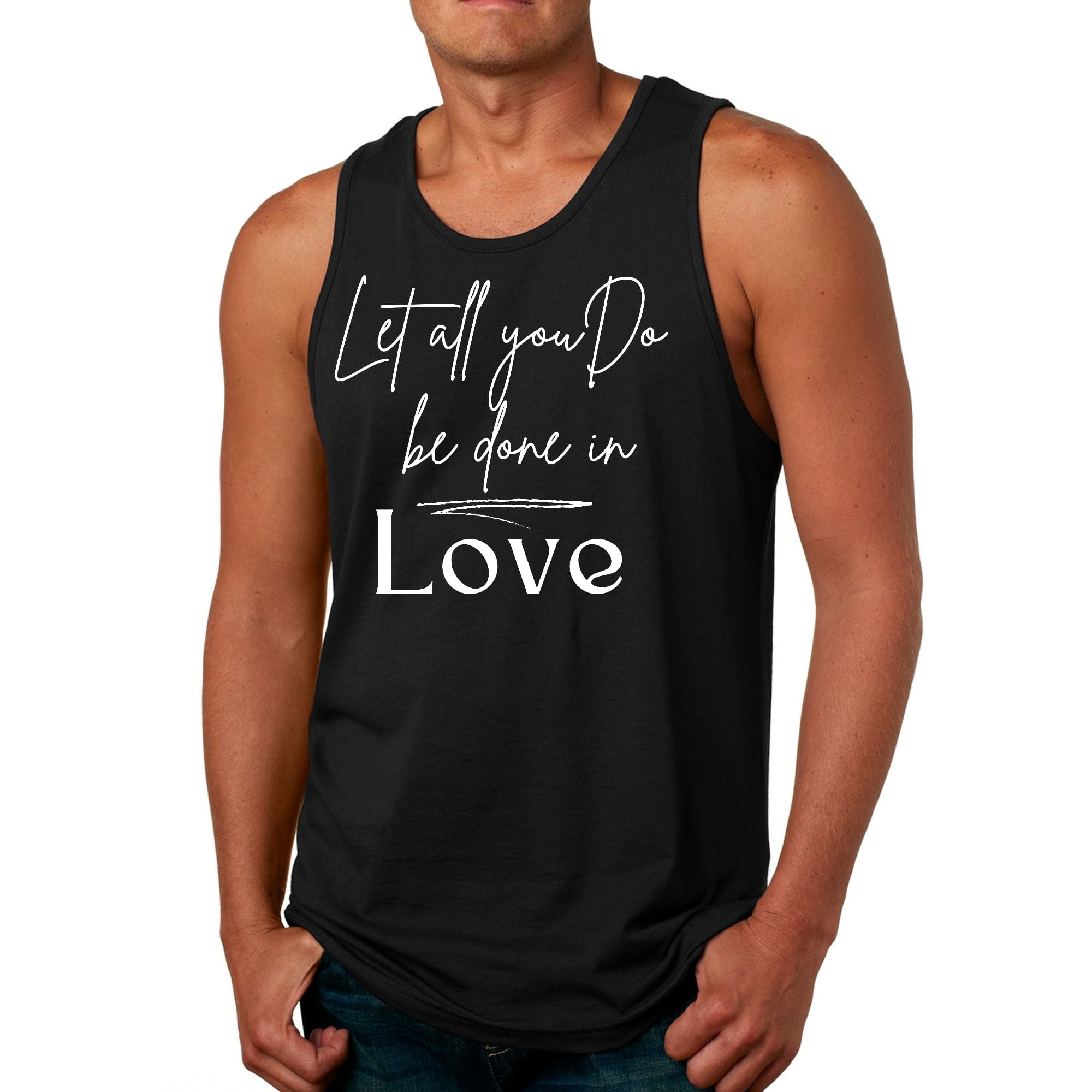 Men's Fitness Tank Top Graphic T-shirt featuring motivational quote in stylish design, made from soft preshrunk cotton.