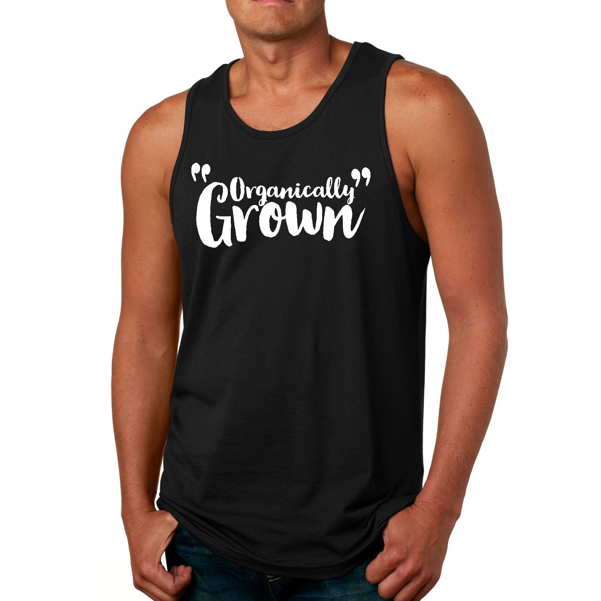 Mens Fitness Tank Top Graphic T-shirt made from organically grown cotton, featuring an inspirational design and a classic fit.