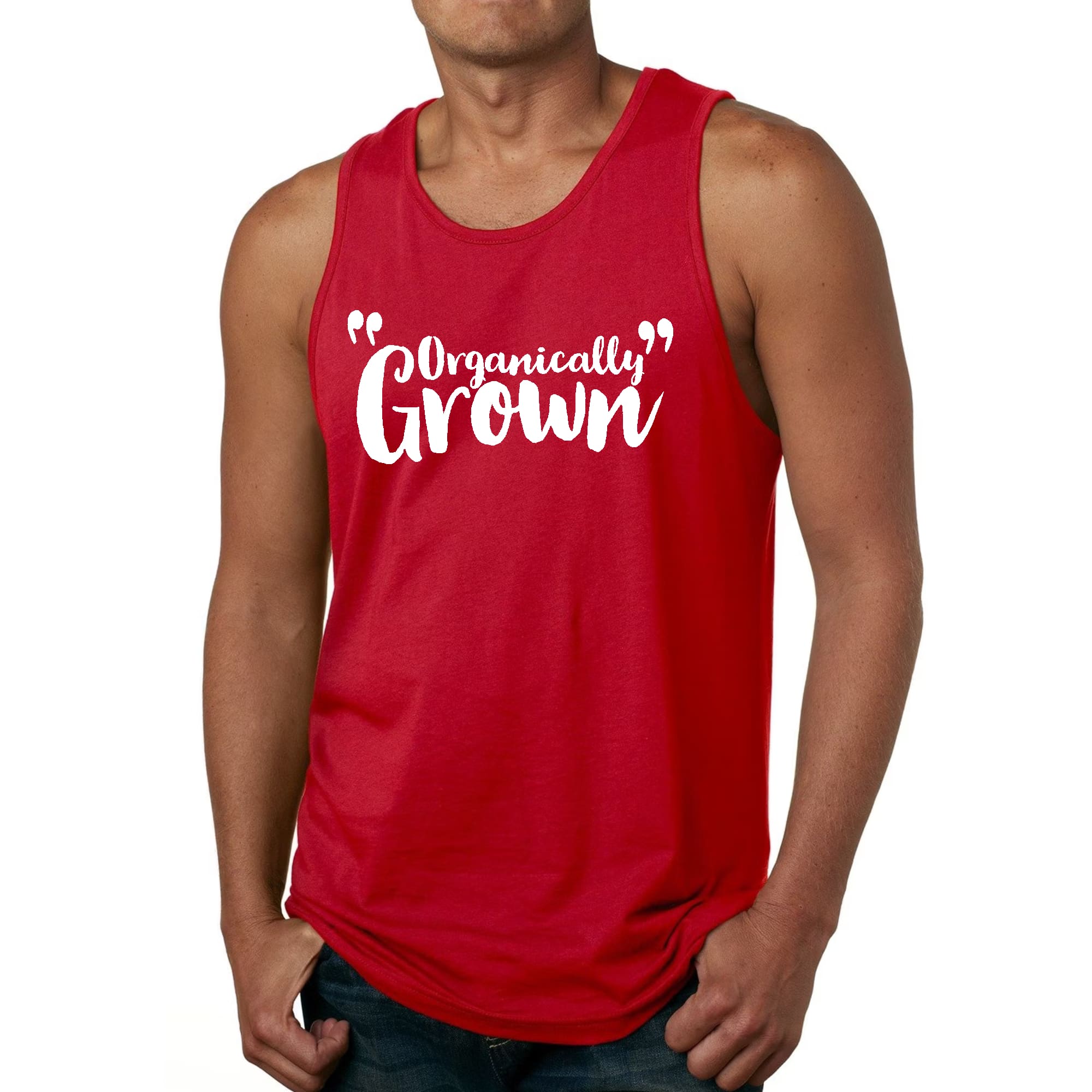 Mens Fitness Tank Top Graphic T-shirt made from organically grown cotton, featuring an inspirational design and a classic fit.