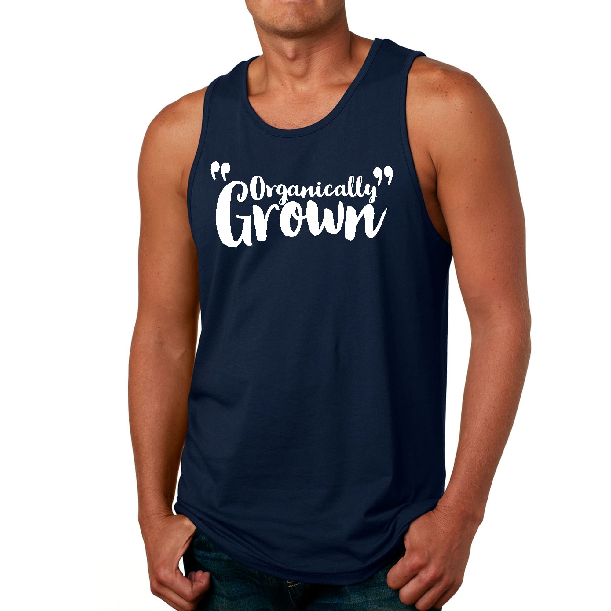 Mens Fitness Tank Top Graphic T-shirt made from organically grown cotton, featuring an inspirational design and a classic fit.