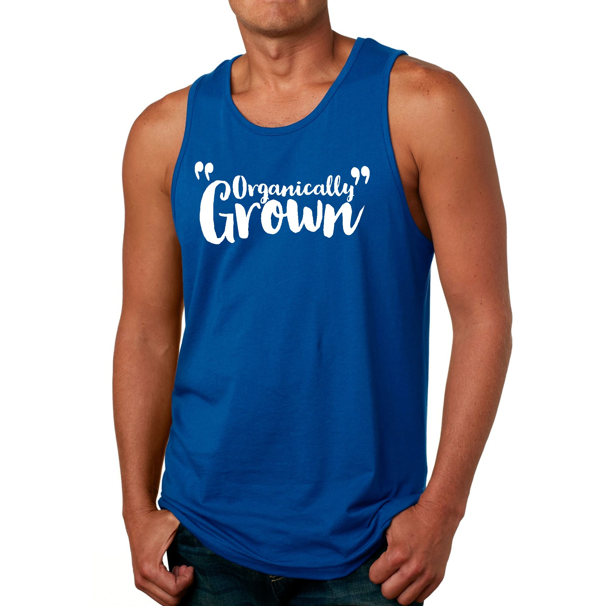Mens Fitness Tank Top Graphic T-shirt made from organically grown cotton, featuring an inspirational design and a classic fit.