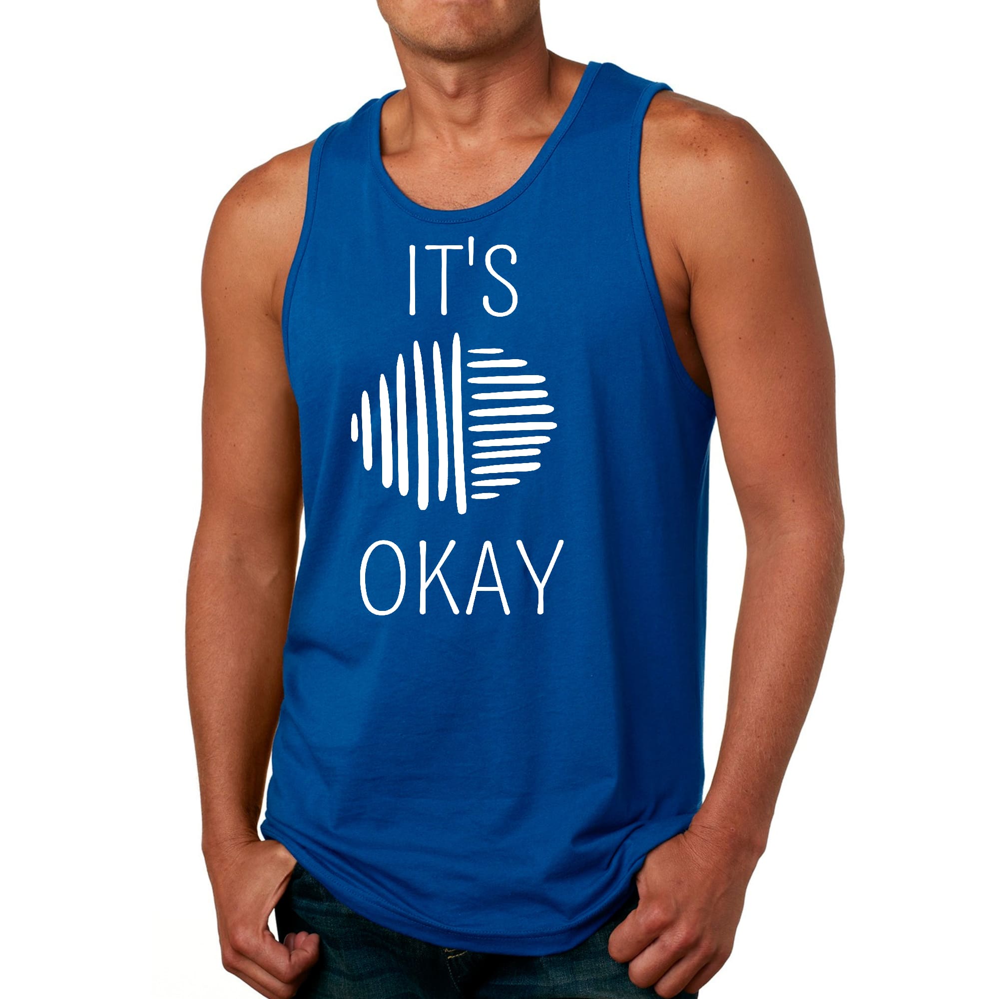 Men's Fitness Tank Top Graphic T-shirt in white featuring a positive affirmation design, made from soft preshrunk cotton for comfort.