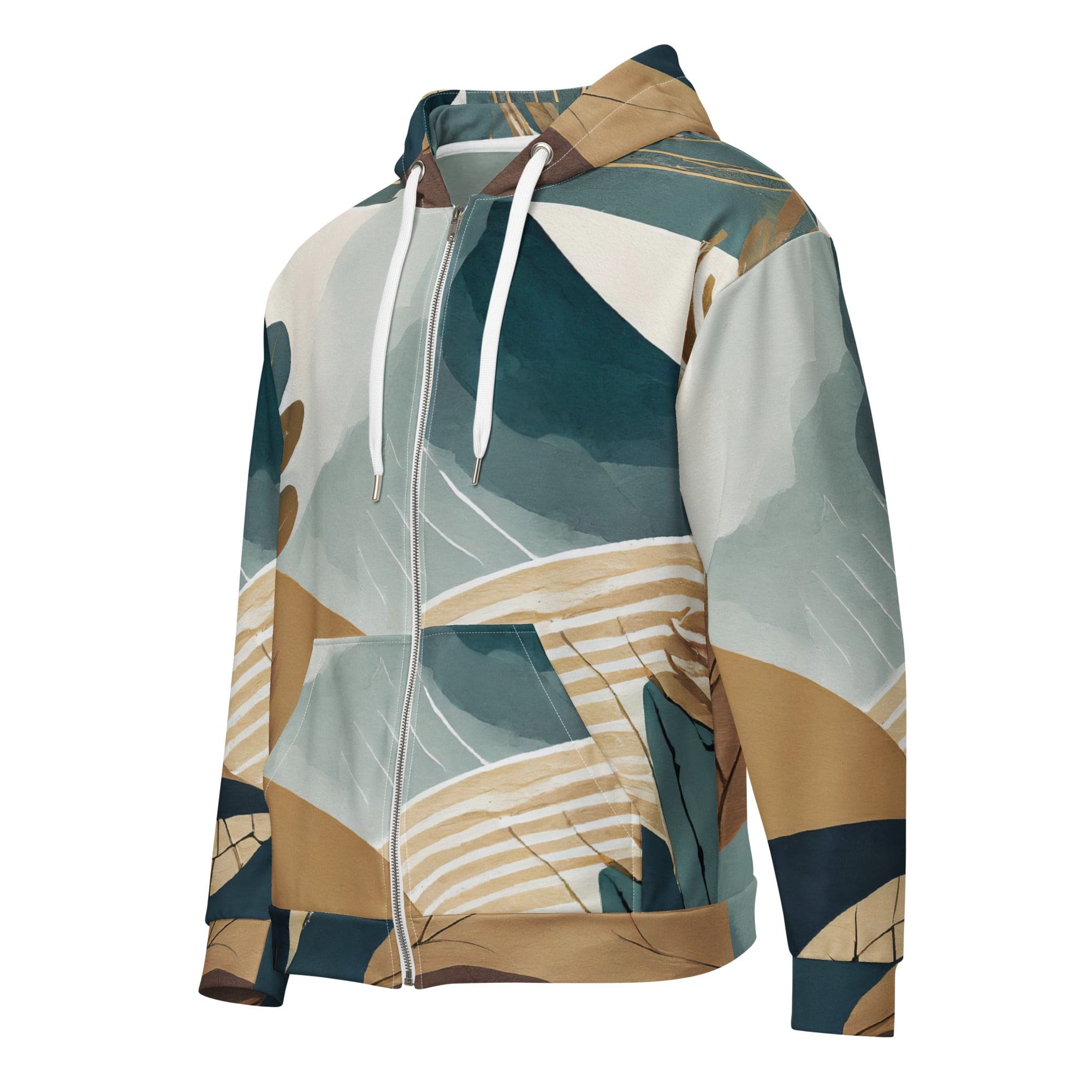 Mens Full Zip Graphic Hoodie featuring a Boho Style Print, showcasing a soft fabric and relaxed fit with a double-lined hood.
