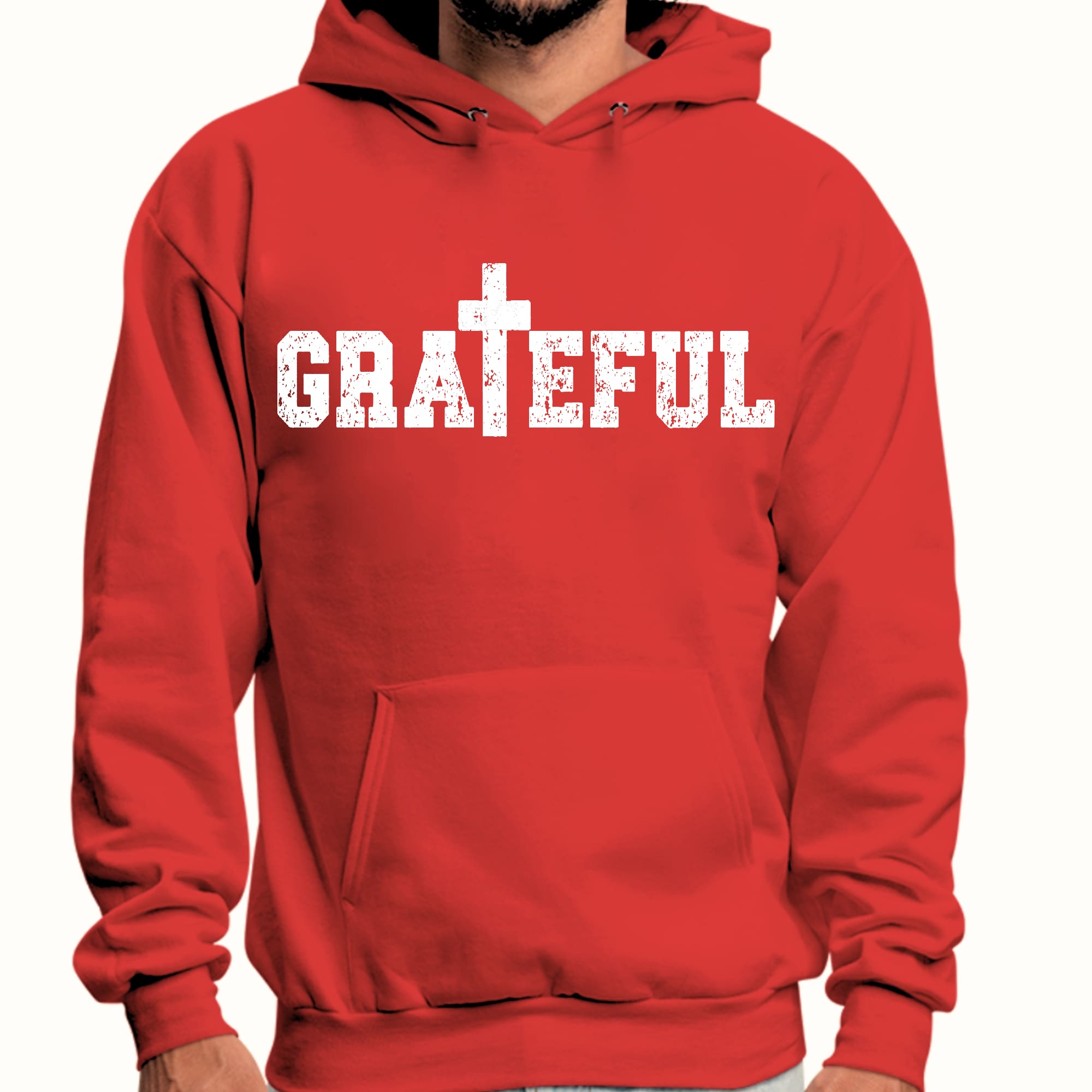 Men's Graphic Hoodie featuring a Grateful Print design, showcasing a comfortable fit and stylish look.