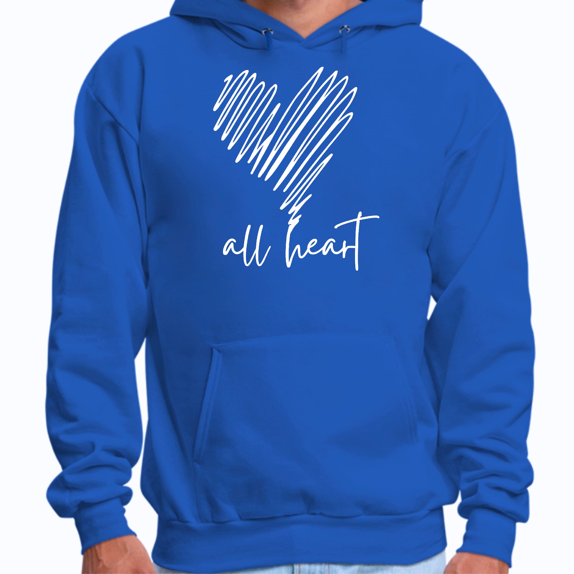 Mens Graphic Hoodie featuring All Heart Line Art Print, showcasing a stylish design with a drawstring neckline and long sleeves.