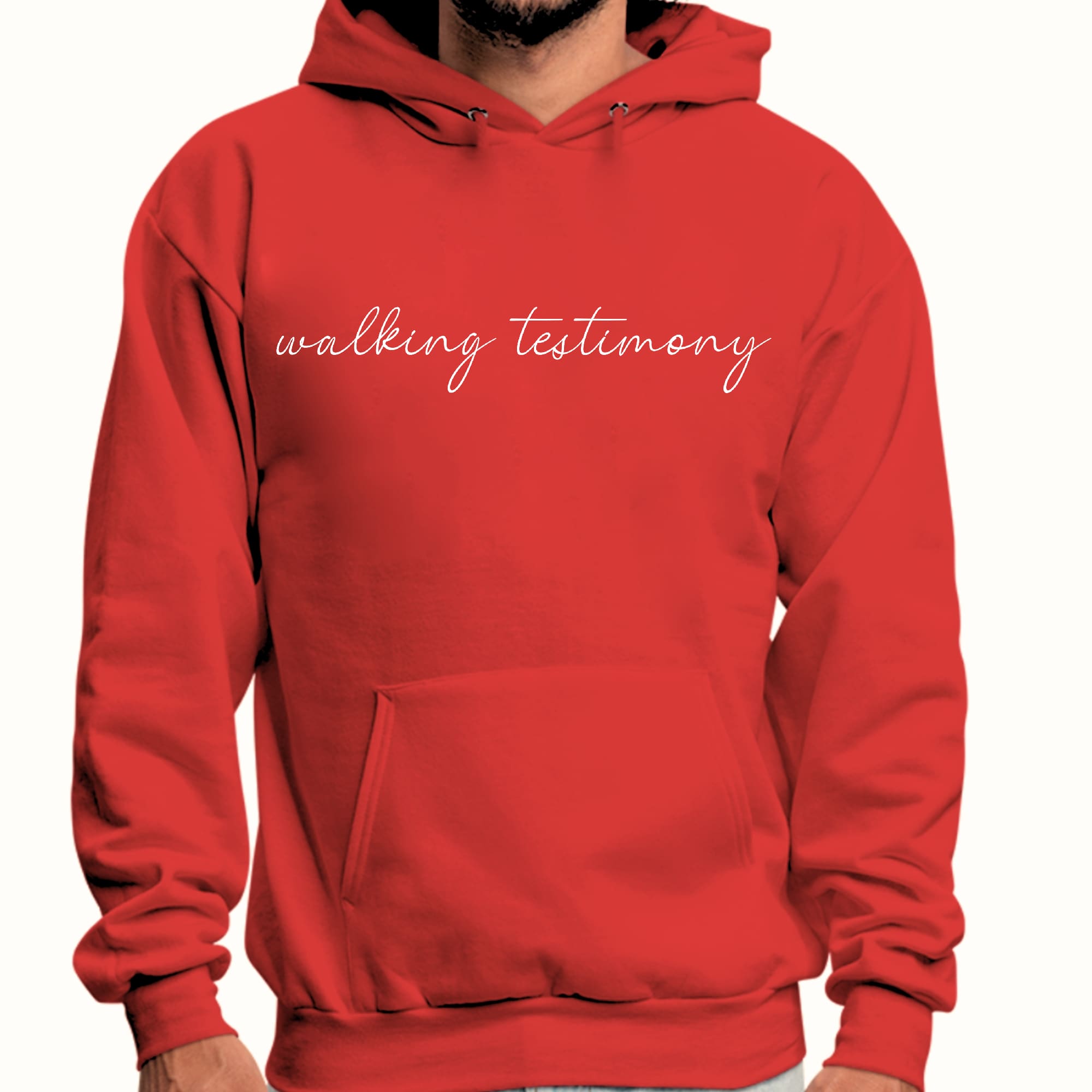 Mens Graphic Hoodie featuring Say it Soul Walking Testimony illustration, showcasing a comfortable and stylish design for faith-based wear.