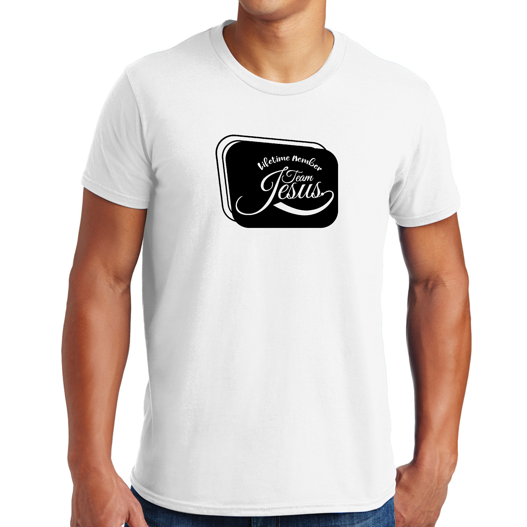 Men's Graphic T-shirt featuring Team Jesus illustration in black, showcasing a unique and creative design for self-expression.